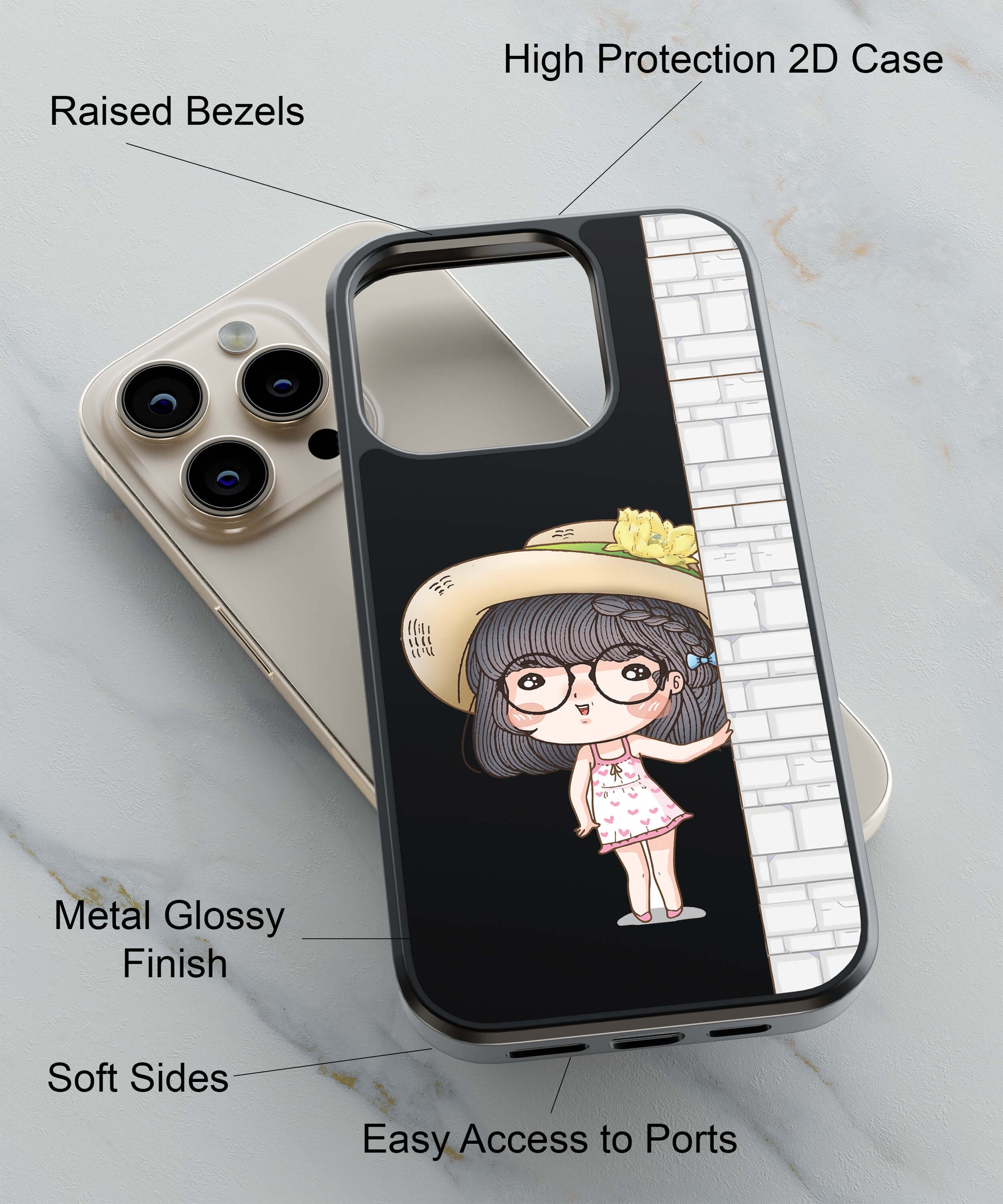 Innocent Girl Back Cover for 2D Hybrid TPU And Metal CaseA0146Hybrid Metal TPU