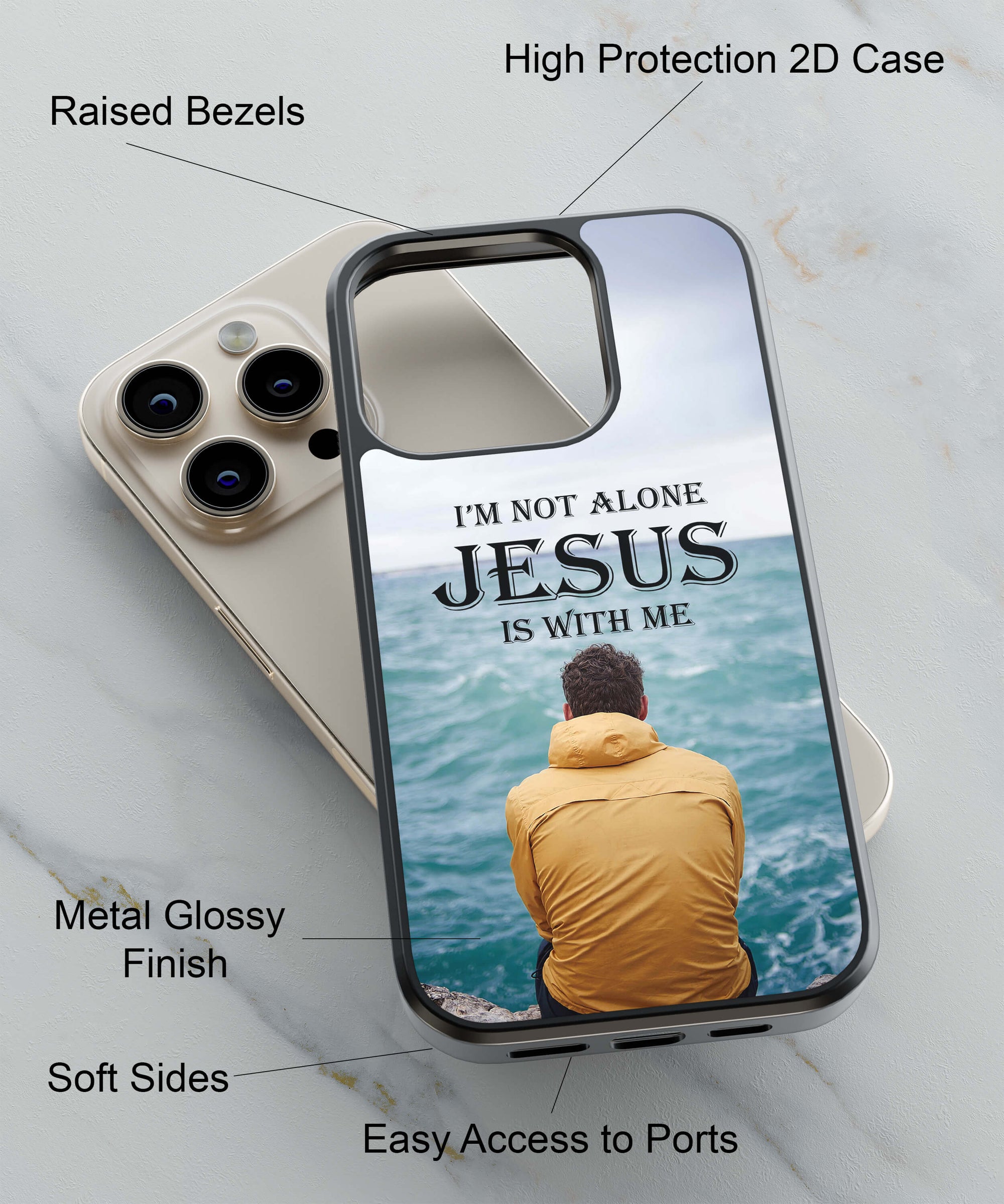 Jesus is with Me Back Cover for 2D Hybrid TPU And Metal CaseW0007Hybrid Metal TPU