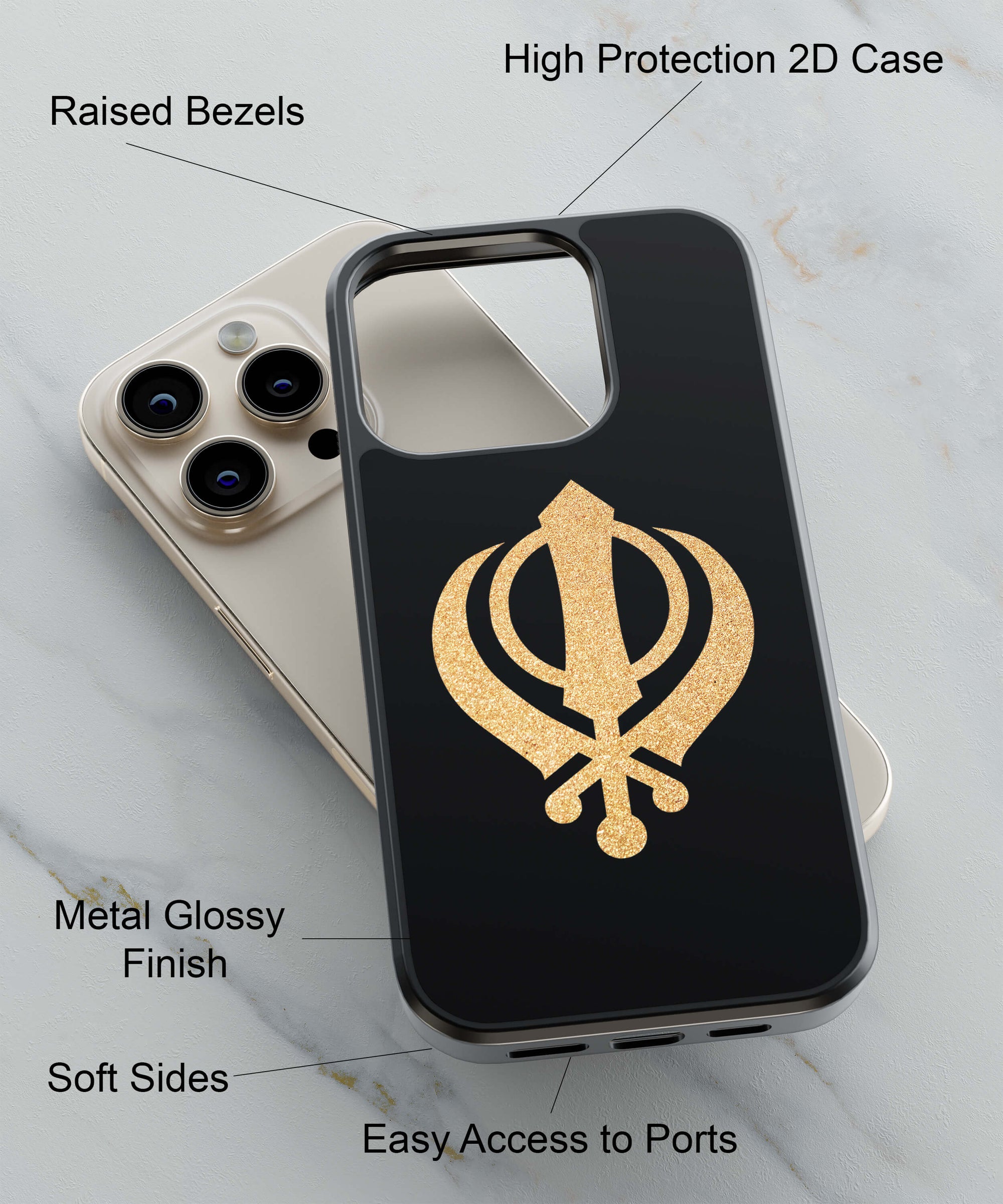 Khanda Sahib Back Cover for 2D Hybrid TPU And Metal CasePS1300Hybrid Metal TPU