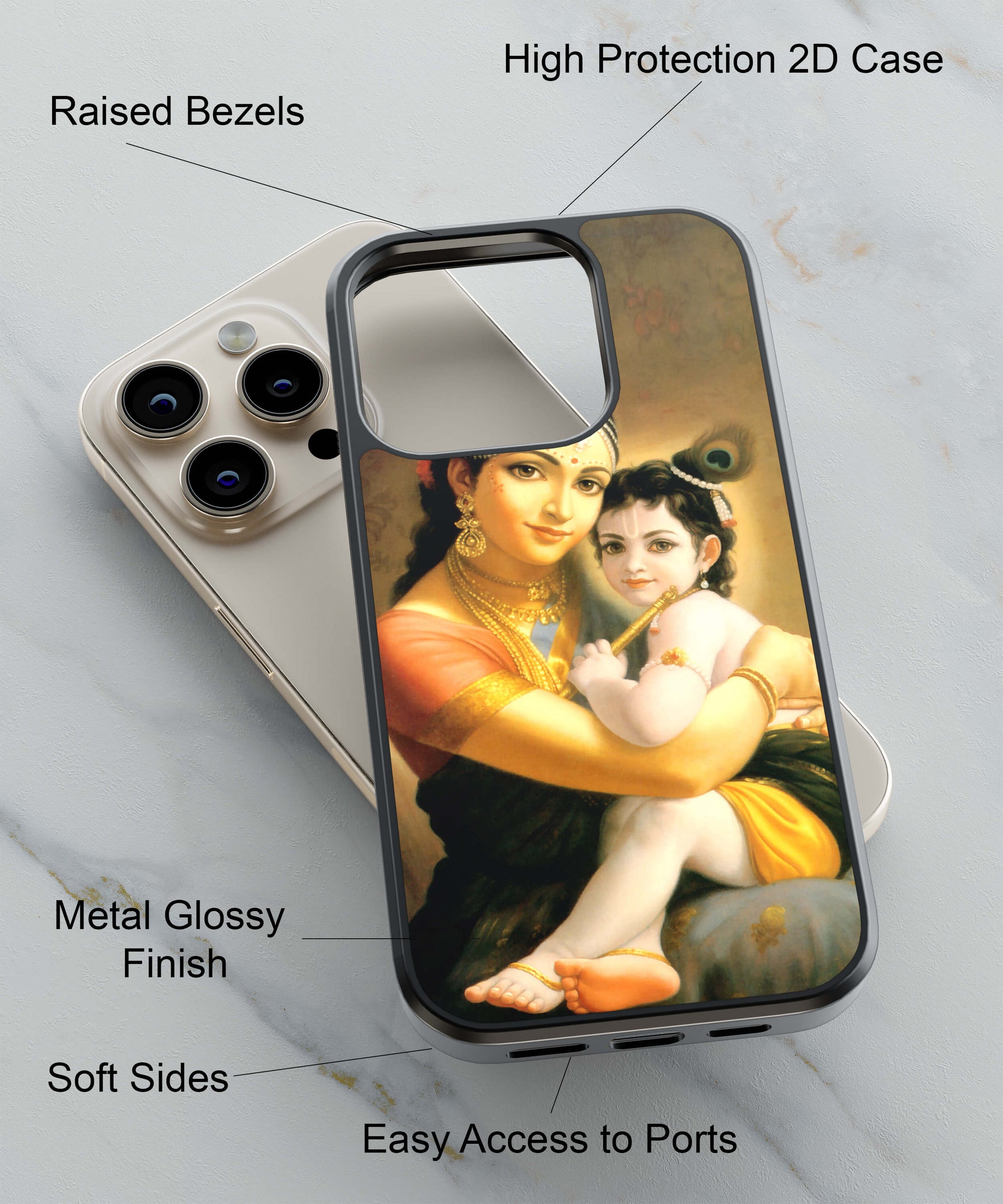 Krishna With Yashoda Back Cover for 2D Hybrid TPU And Metal CaseD1478Hybrid Metal TPU