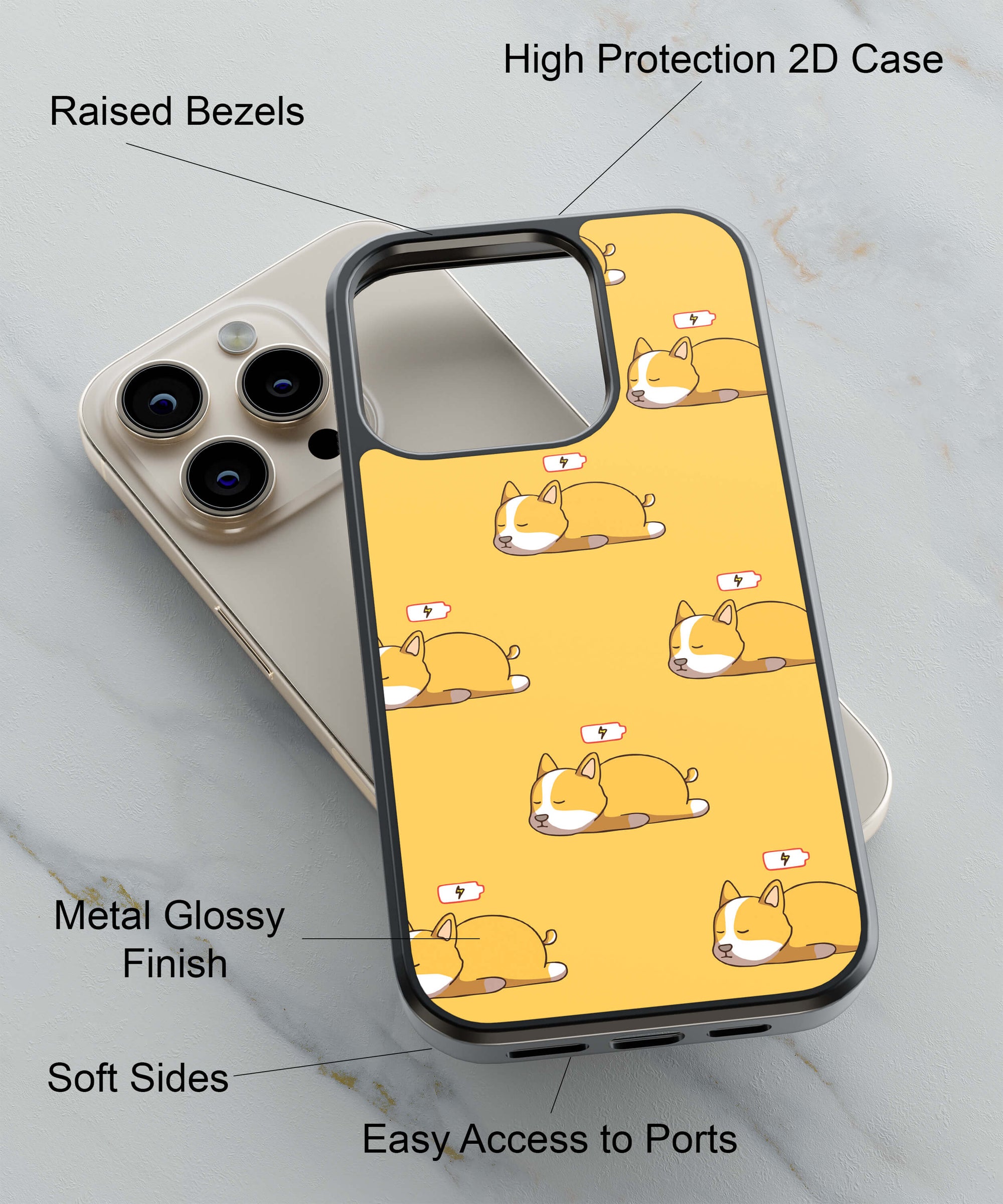 Lazy Cat Back Cover for 2D Hybrid TPU And Metal CaseGF0012Hybrid Metal TPU