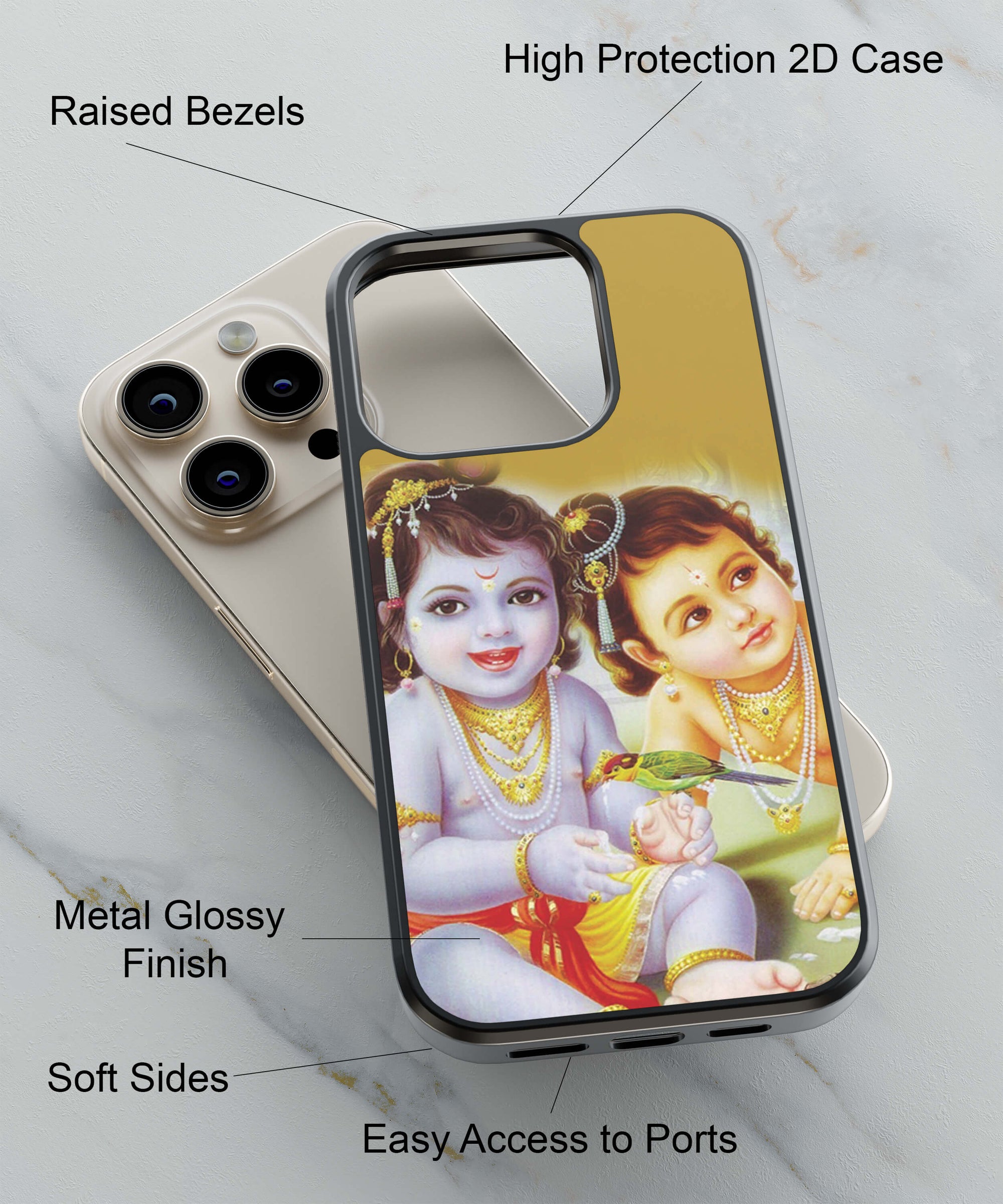 Lord Krishna And Sudama Kiddish Pic Back Cover for 2D Hybrid TPU And Metal CaseBT0250Hybrid Metal TPU