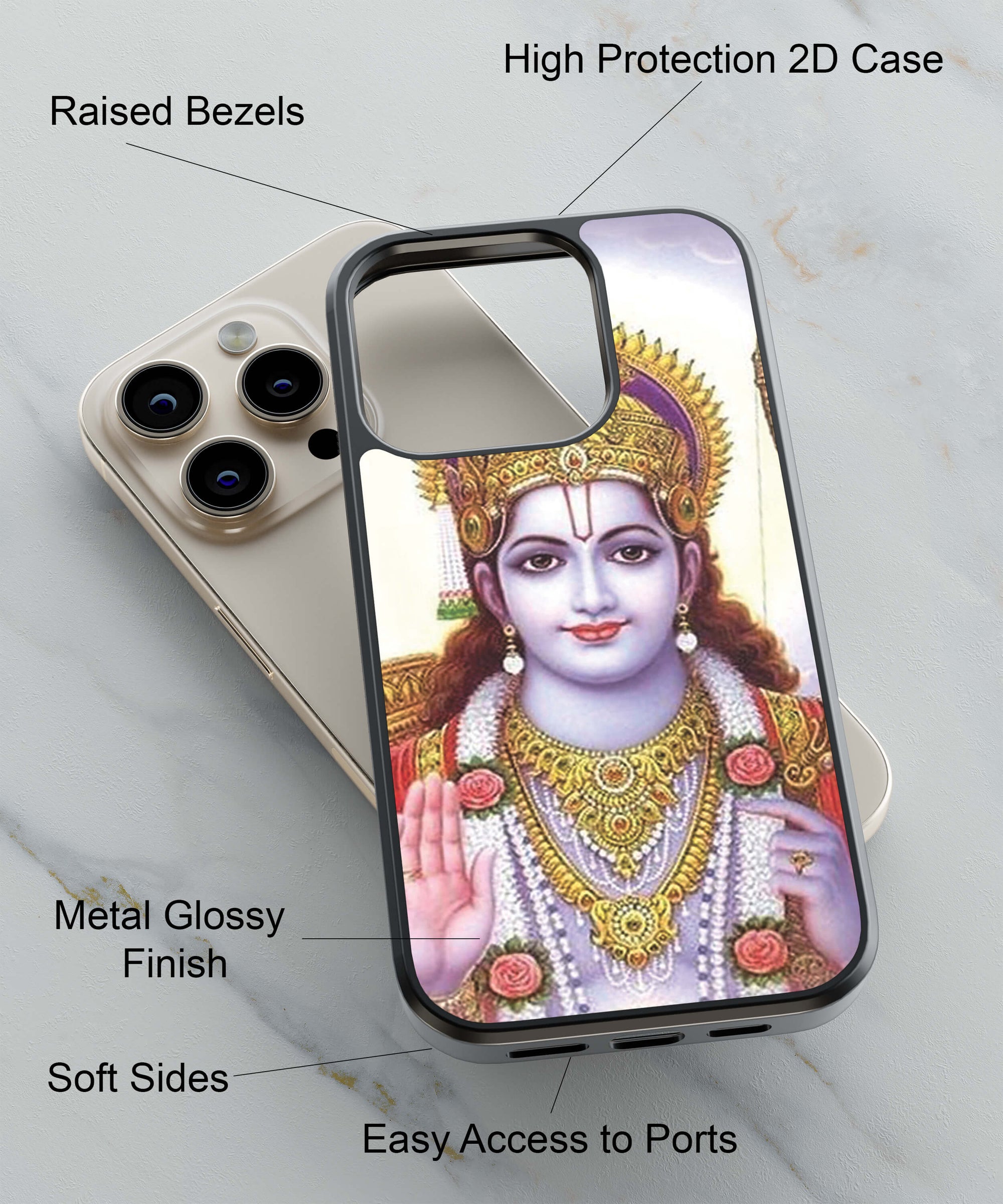 Lord Rama Potrait Back Cover for 2D Hybrid TPU And Metal CaseBT0249Hybrid Metal TPU