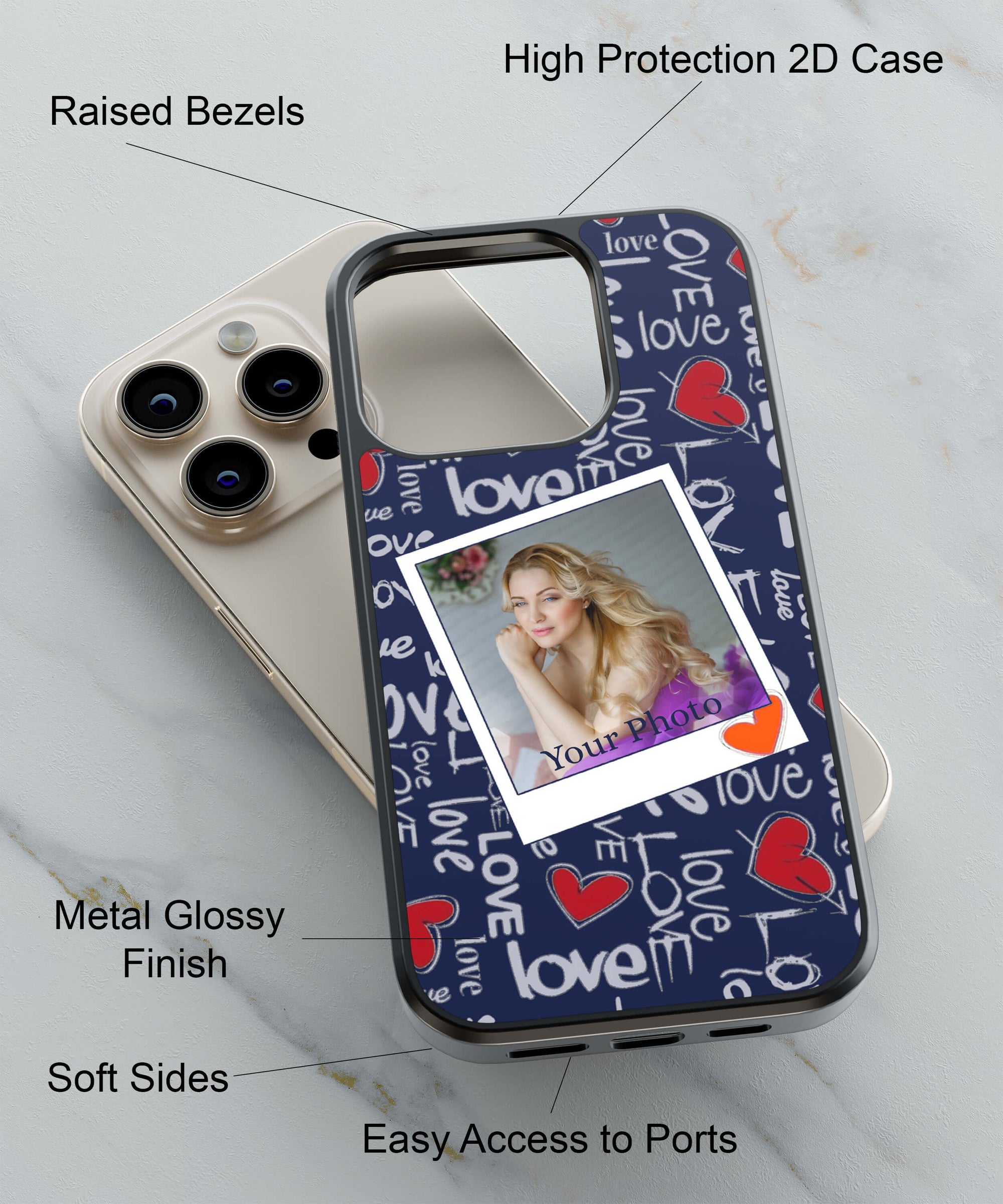 Love All Around Back Cover for 2D Hybrid TPU And Metal CaseA0521Hybrid Metal TPU