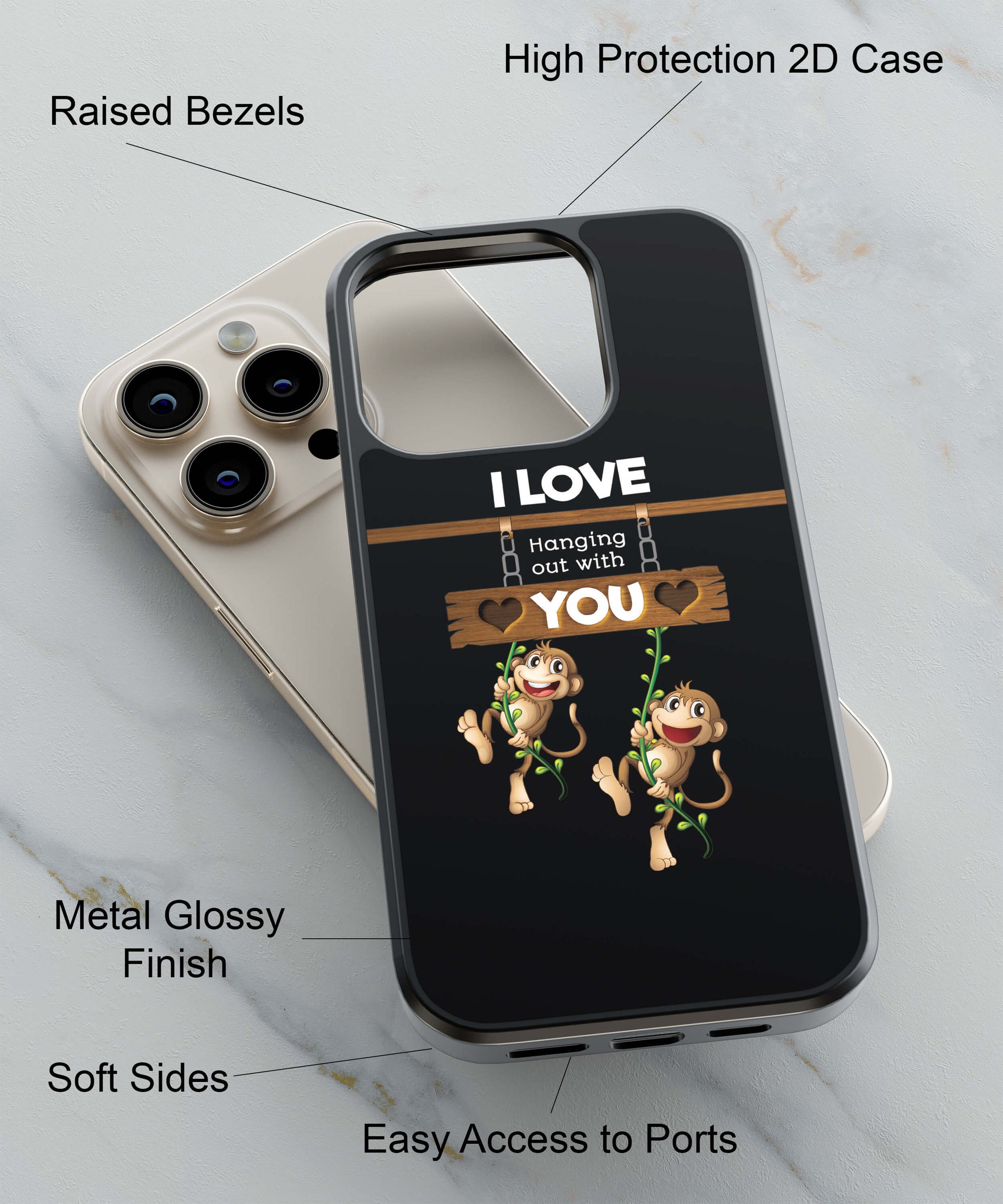 Love Hanging Out Back Cover for 2D Hybrid TPU And Metal CaseU0320Hybrid Metal TPU