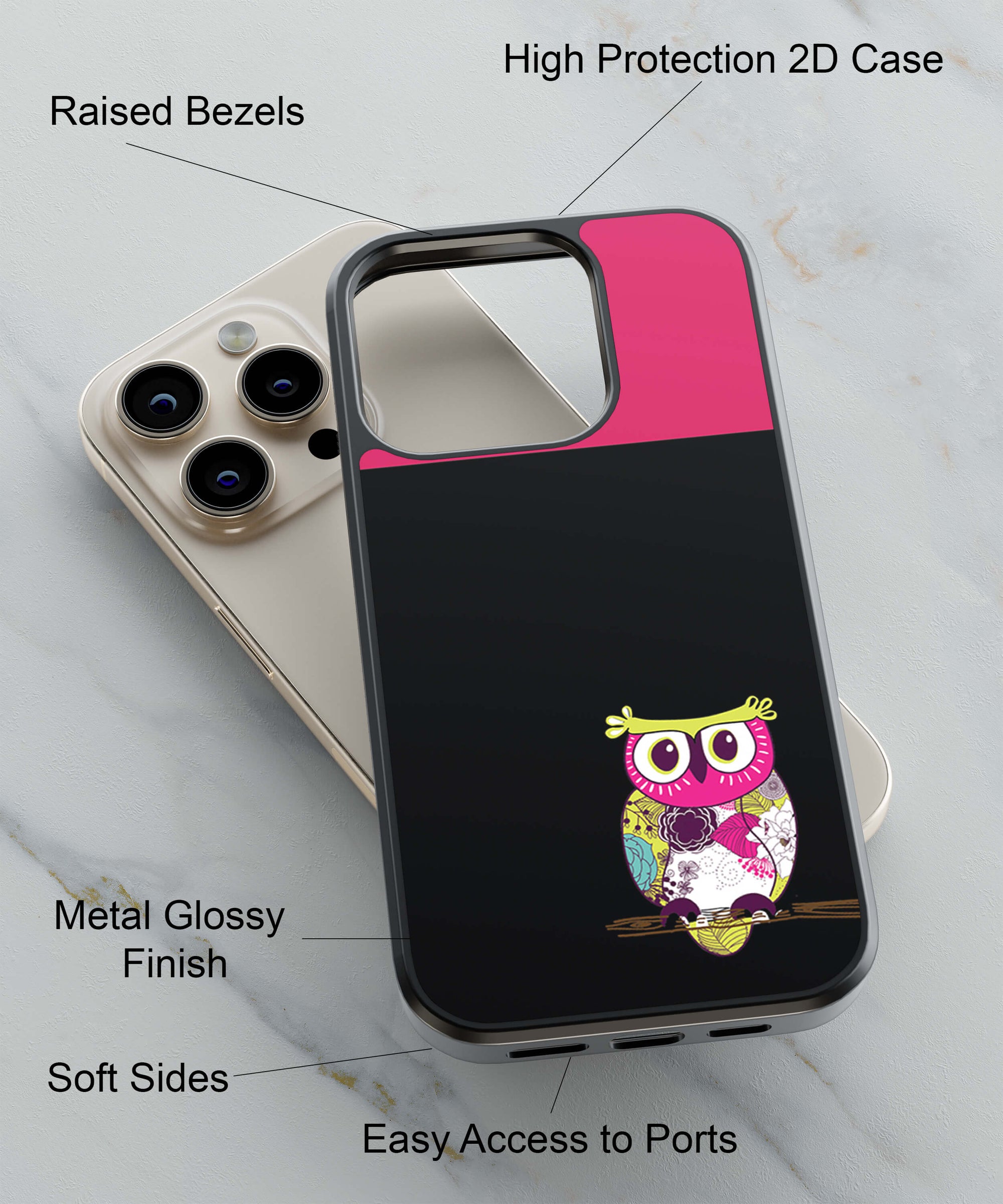 Lovely Owl Back Cover for 2D Hybrid TPU And Metal CaseT0009Hybrid Metal TPU