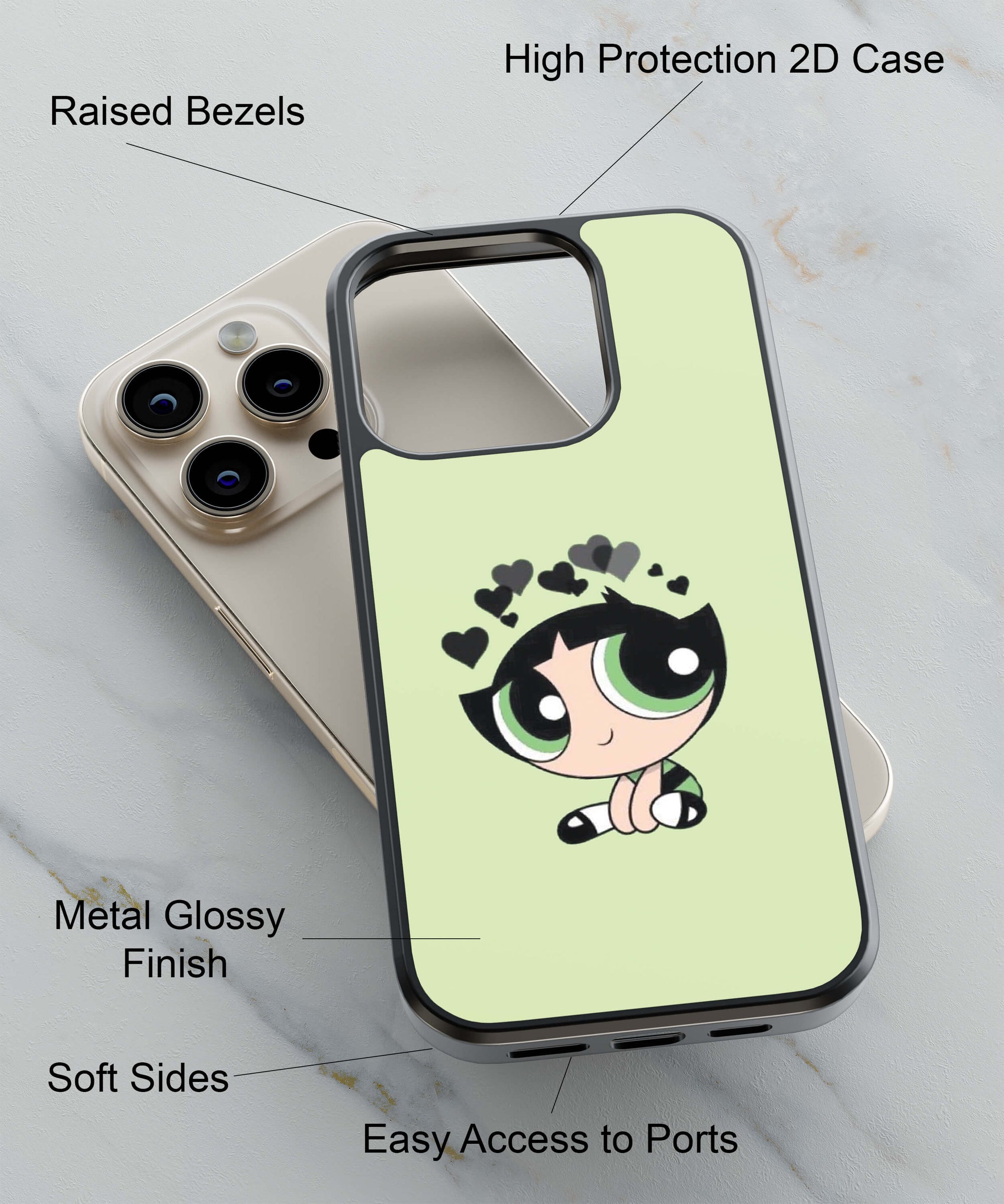 Loving Girly Back Cover for 2D Hybrid TPU And Metal CaseAA0030Hybrid Metal TPU