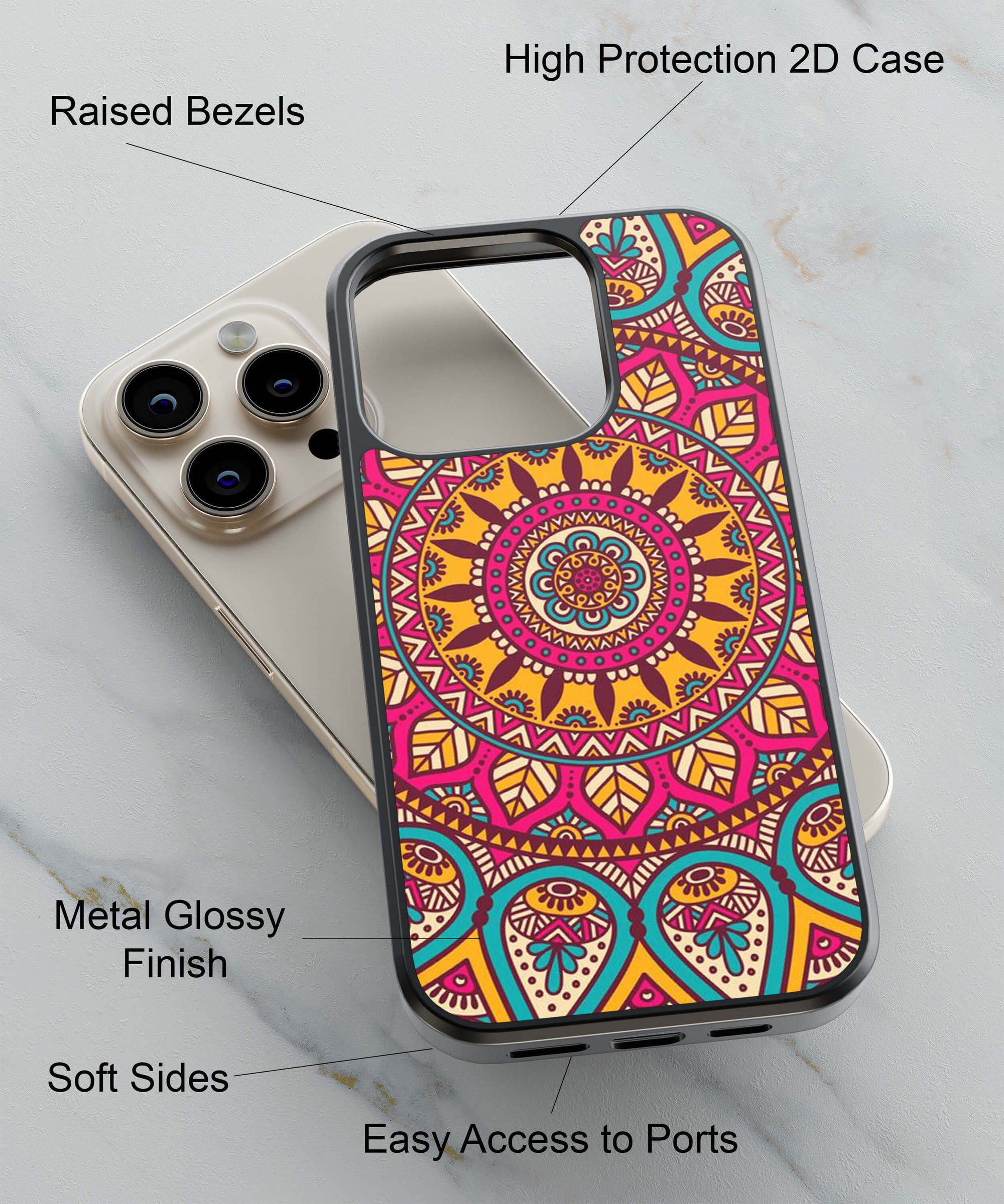 Mandala Back Cover for 2D Hybrid TPU And Metal CasePS1309Hybrid Metal TPU