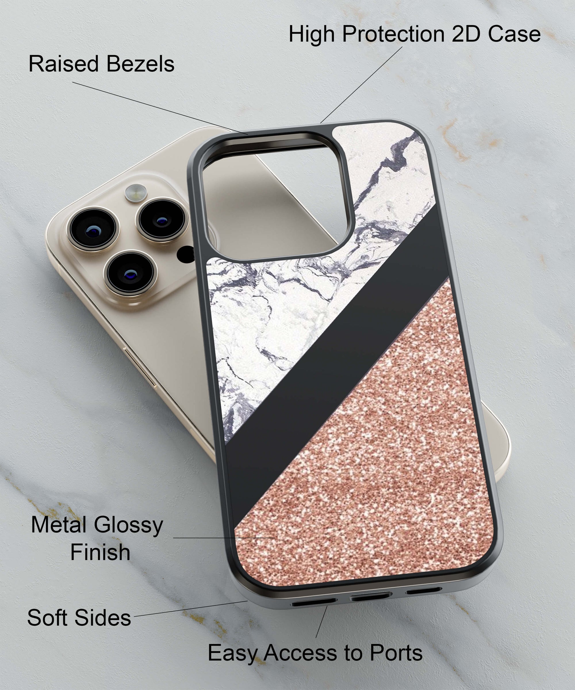 Marble and More Back Cover for 2D Hybrid TPU And Metal CasePS1331Hybrid Metal TPU