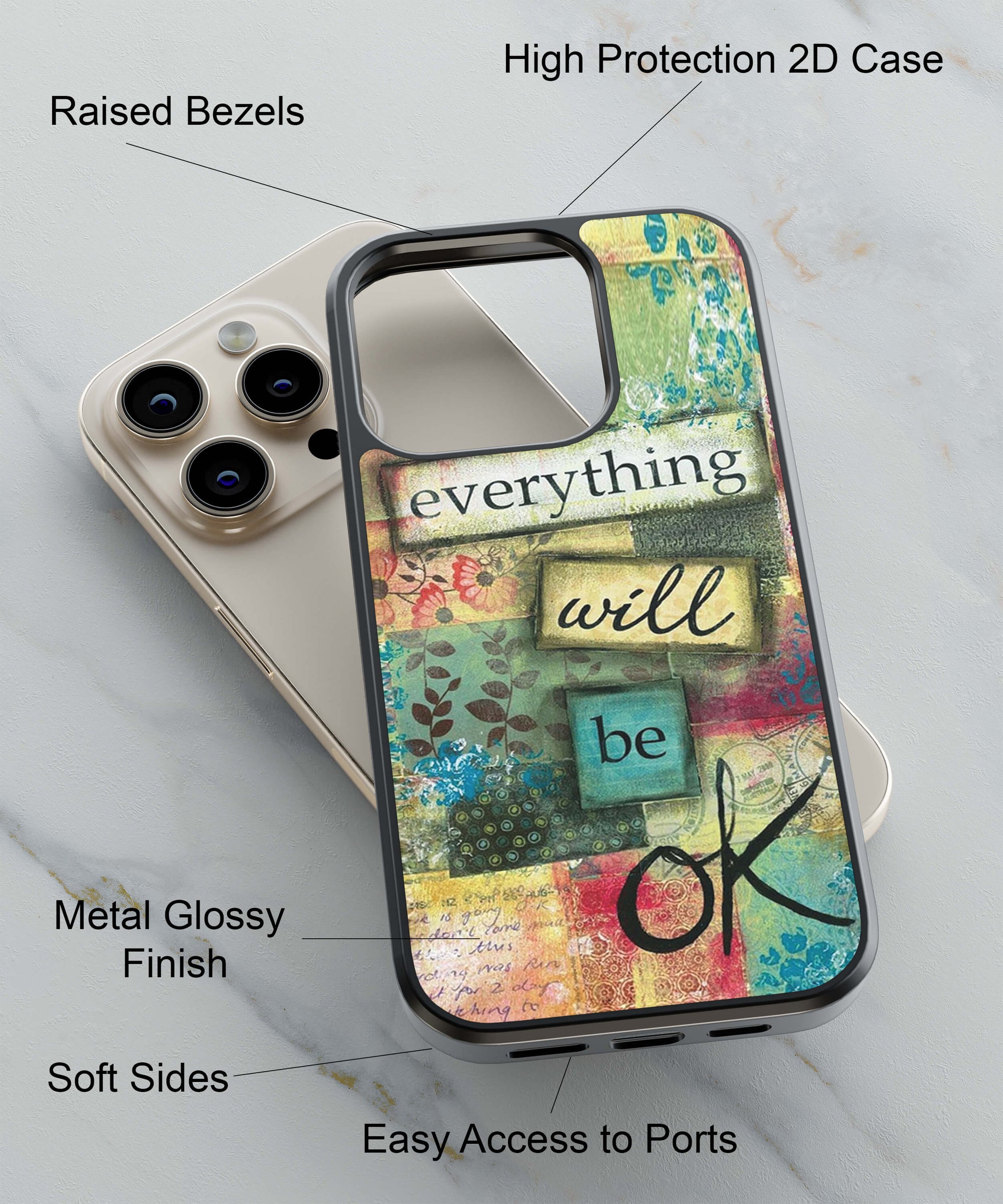 Meaningful Quote Back Cover for 2D Hybrid TPU And Metal CaseBT0156Hybrid Metal TPU