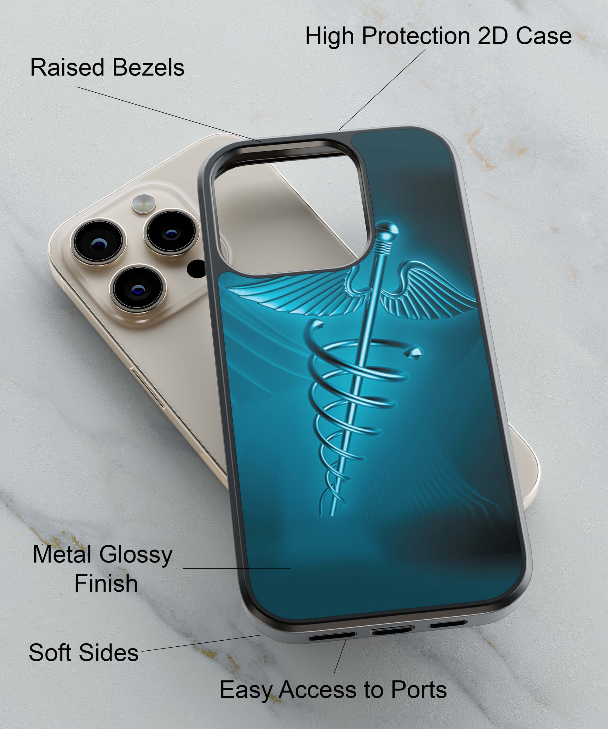 Medical Care Back Cover for 2D Hybrid TPU And Metal CaseD1707Hybrid Metal TPU