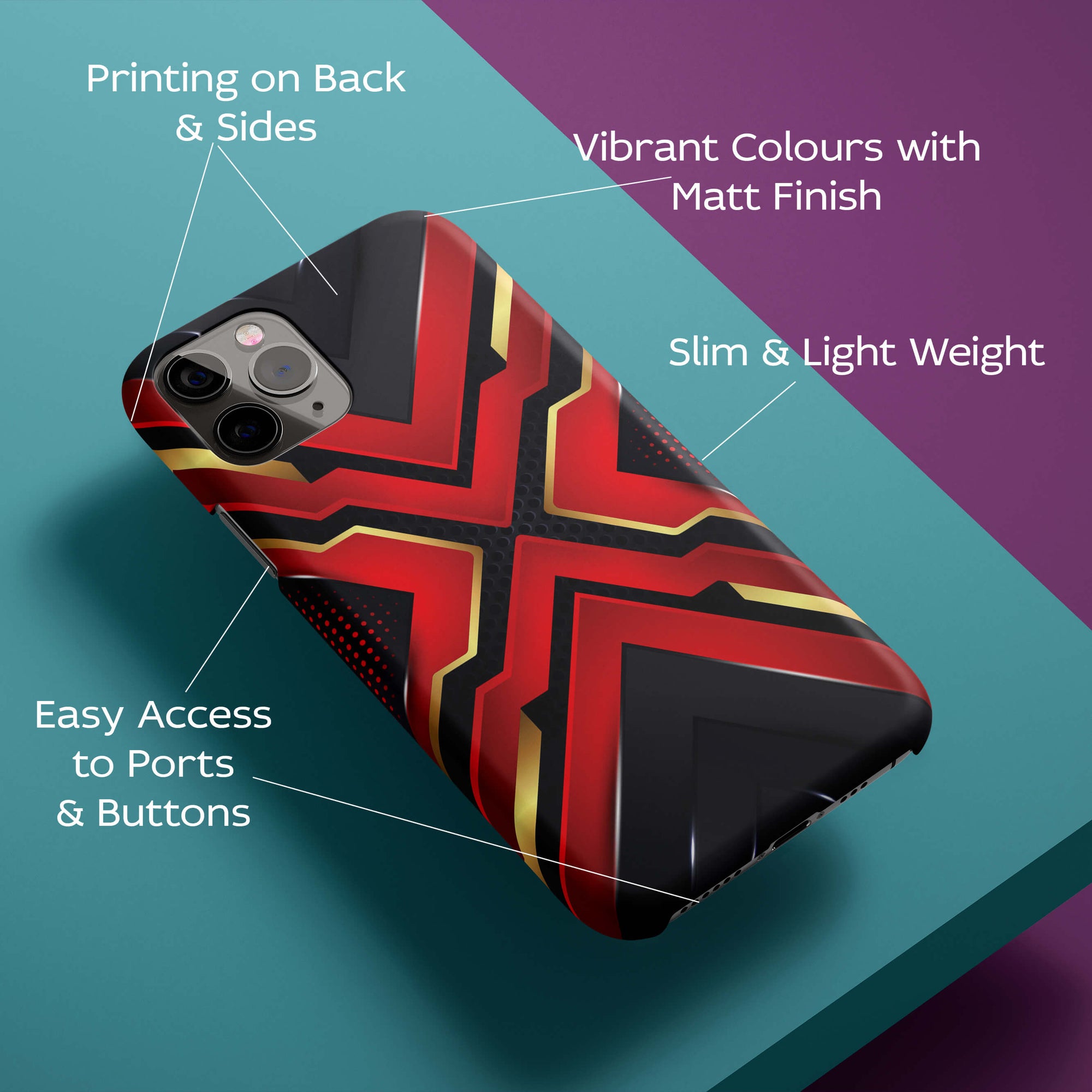 Modern Red & Black Back Cover for HardPlasticIK0012Hard Plastic