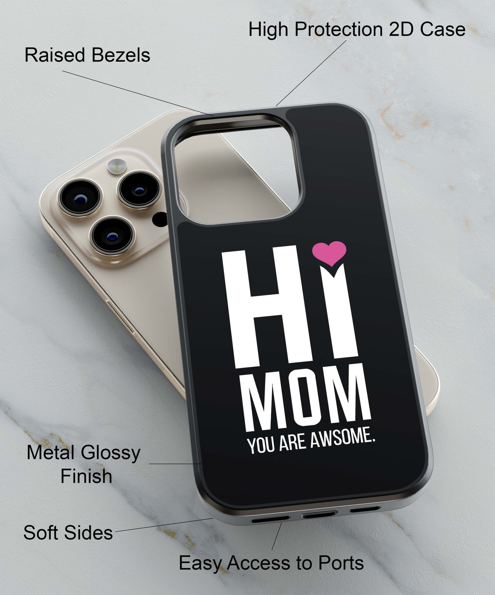 Mom You Are Awesome Back Cover for 2D Hybrid TPU And Metal CaseP0846Hybrid Metal TPU