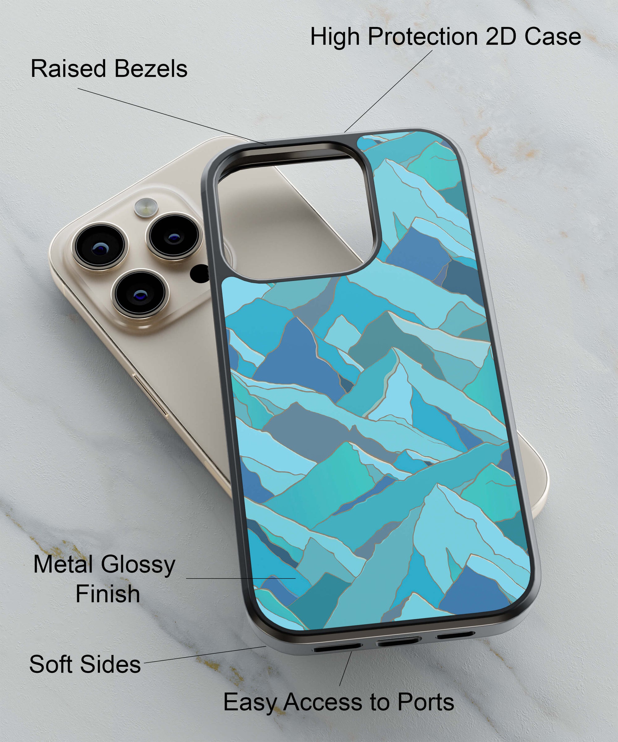 Mountains Back Cover for 2D Hybrid TPU And Metal CaseIK0017Hybrid Metal TPU