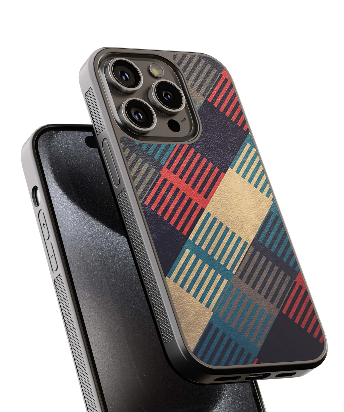 Multicoloured Check Pattern Back Cover for 2D Hybrid TPU And Metal CaseBT0147Hybrid Metal TPU