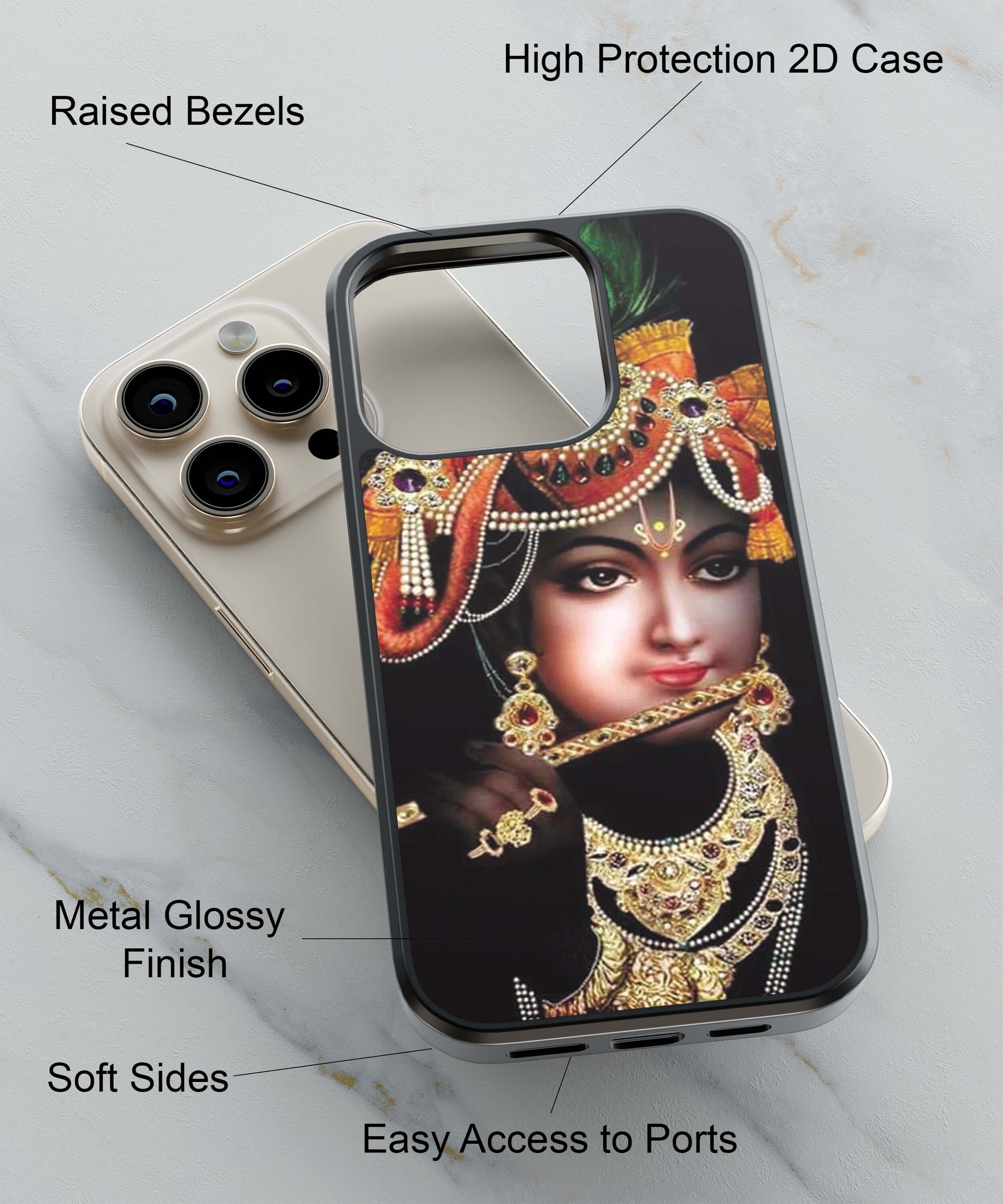 Murli Wala Back Cover for 2D Hybrid TPU And Metal CaseBG0073Hybrid Metal TPU