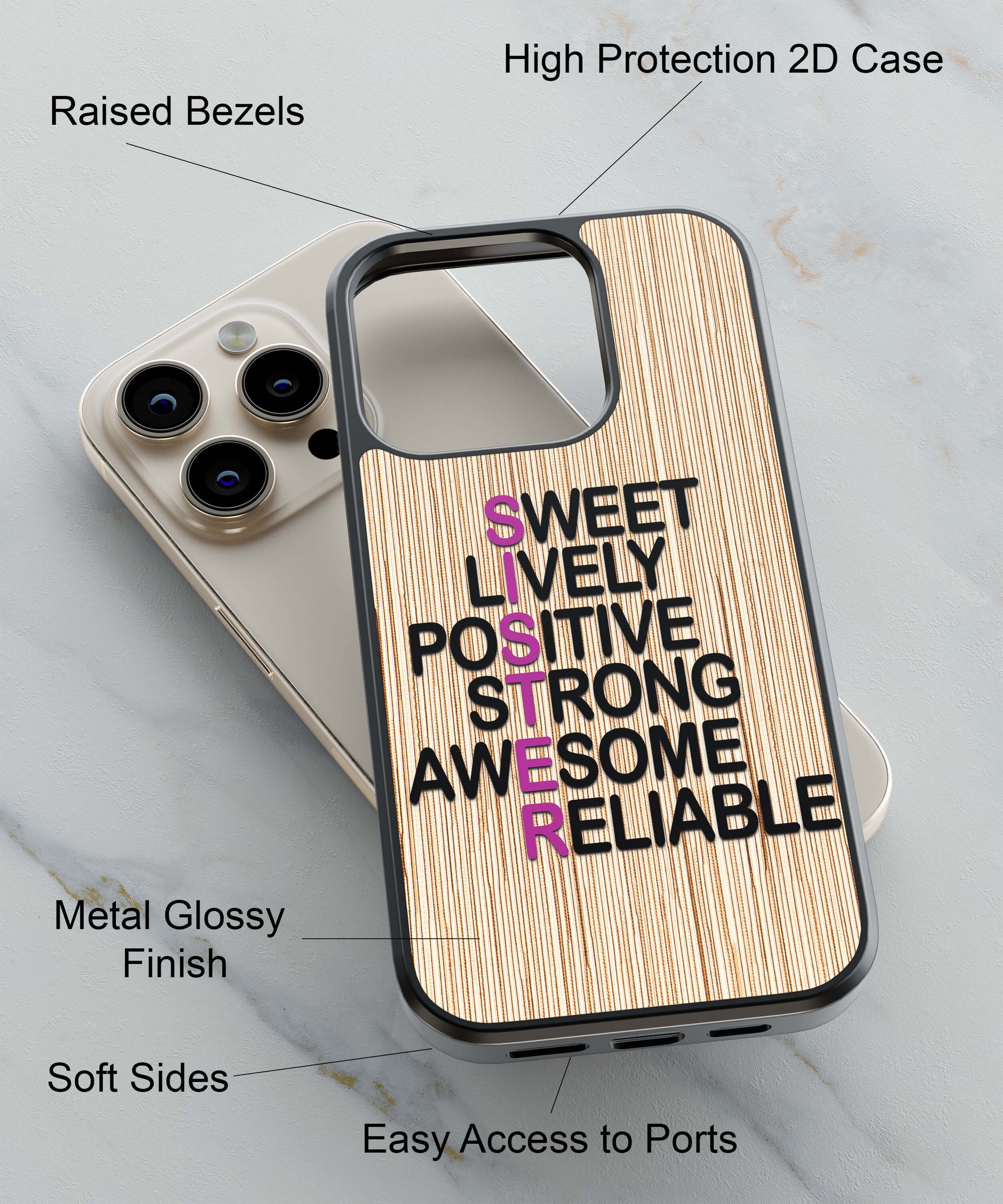 My Sister is Awesome Back Cover for 2D Hybrid TPU And Metal CaseU0008Hybrid Metal TPU