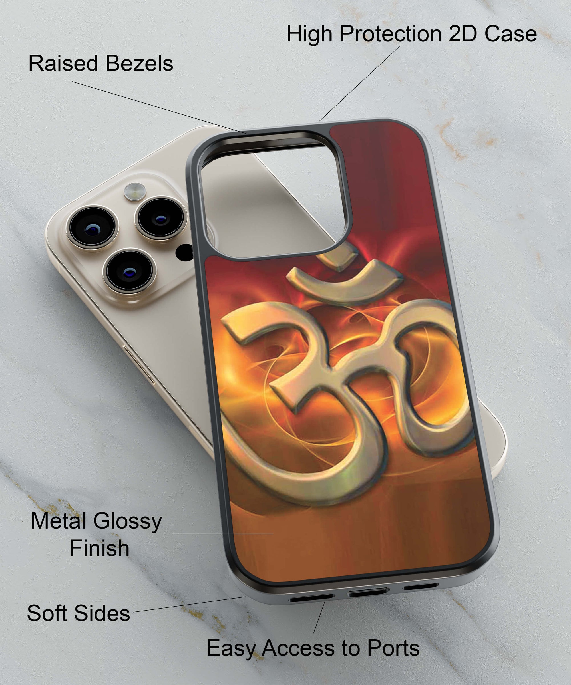 Om A Pious And Spiritual Word Of Hindus Back Cover for 2D Hybrid TPU And Metal CaseBT0248Hybrid Metal TPU