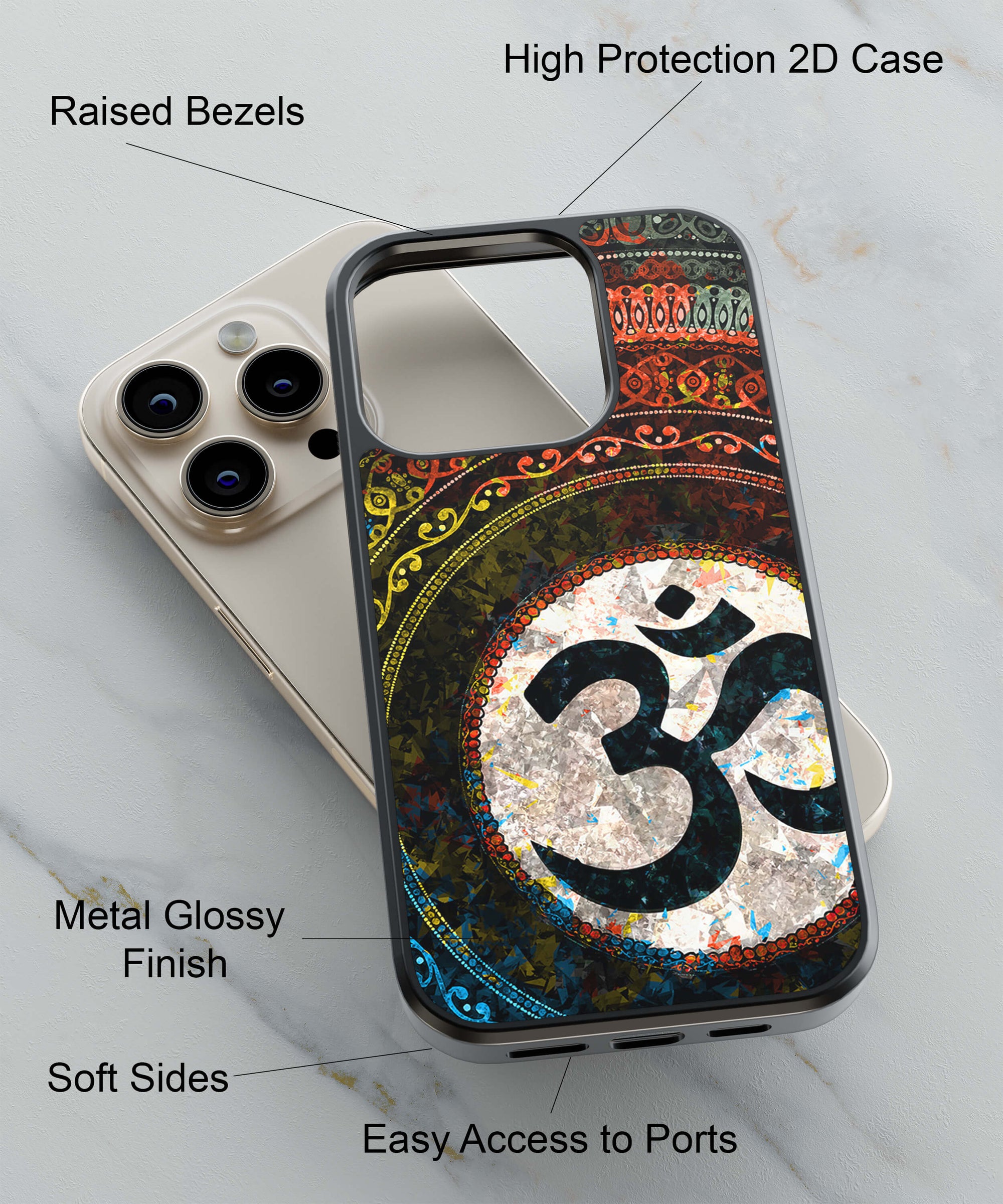 Om Yoga Back Cover for 2D Hybrid TPU And Metal CasePS1311Hybrid Metal TPU