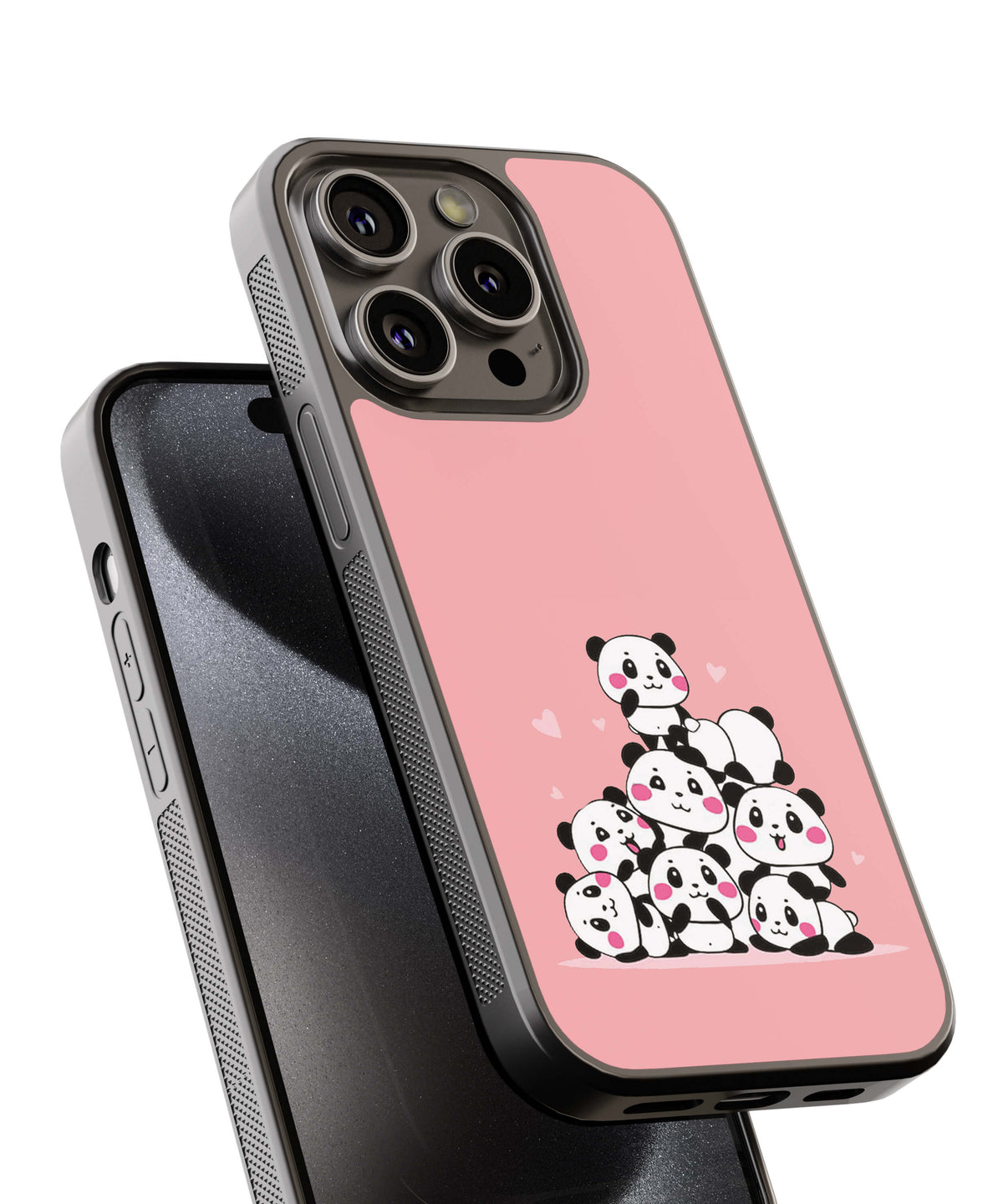 Panda Huddle Pink Back Cover for 2D Hybrid TPU And Metal CaseAA0126Hybrid Metal TPU