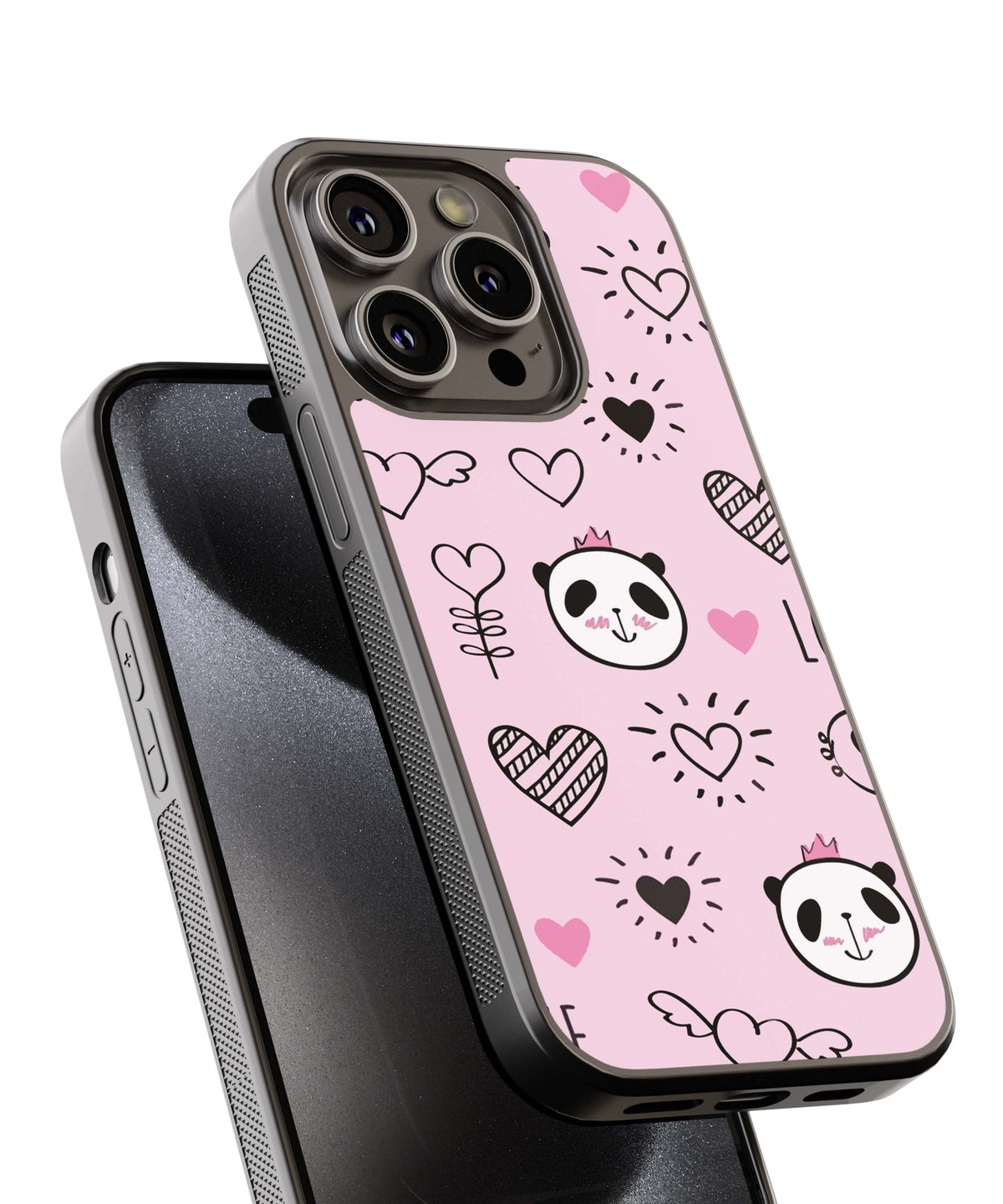 Panda Love Back Cover for 2D Hybrid TPU And Metal CaseAA0064Hybrid Metal TPU