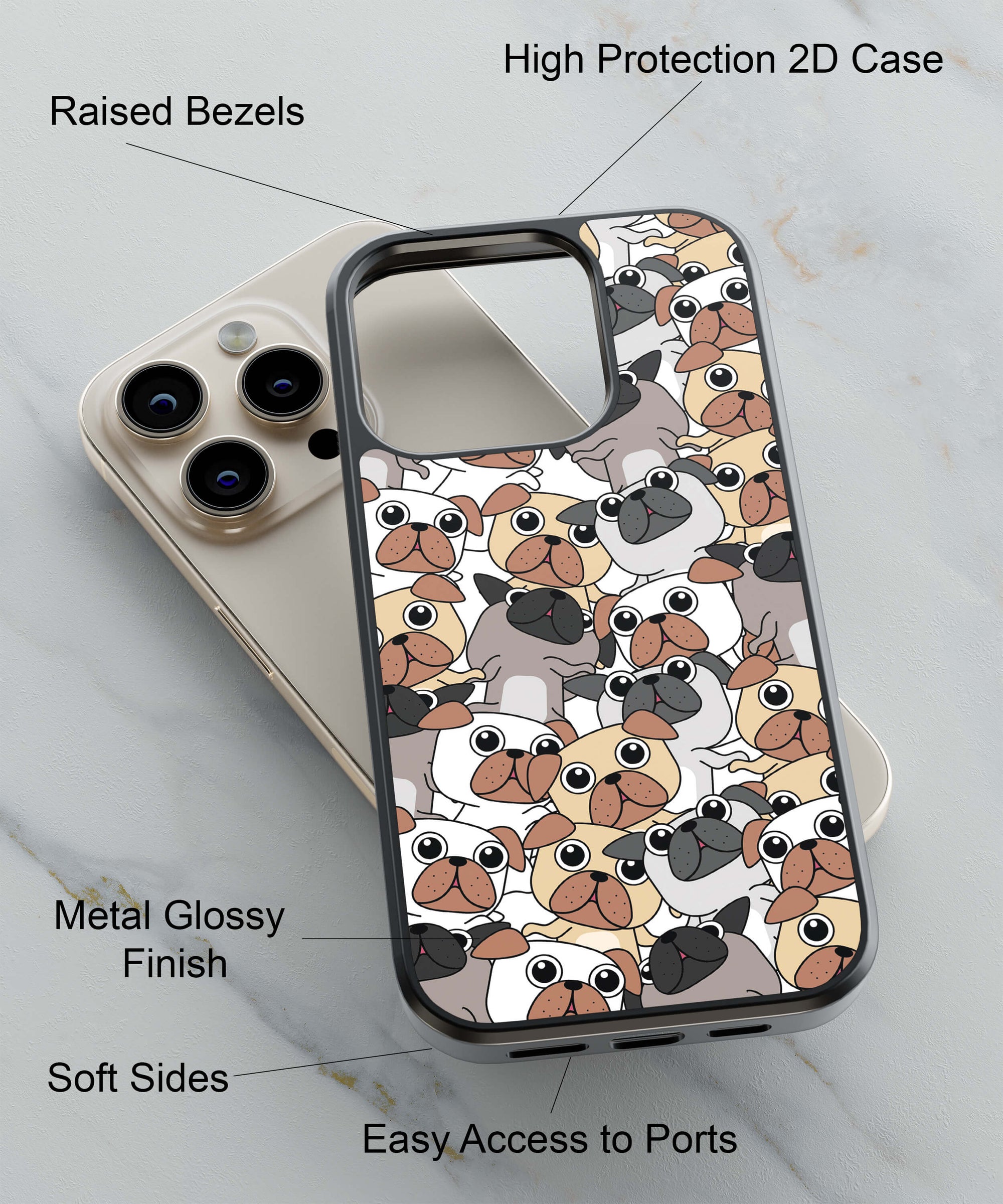 Peeping Dogs Back Cover for 2D Hybrid TPU And Metal CaseGF0016Hybrid Metal TPU