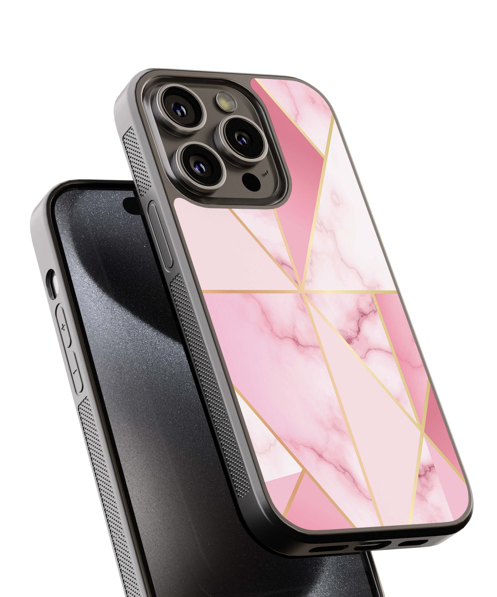 Pink Marble Back Cover for 2D Hybrid TPU And Metal CaseIK0021Hybrid Metal TPU