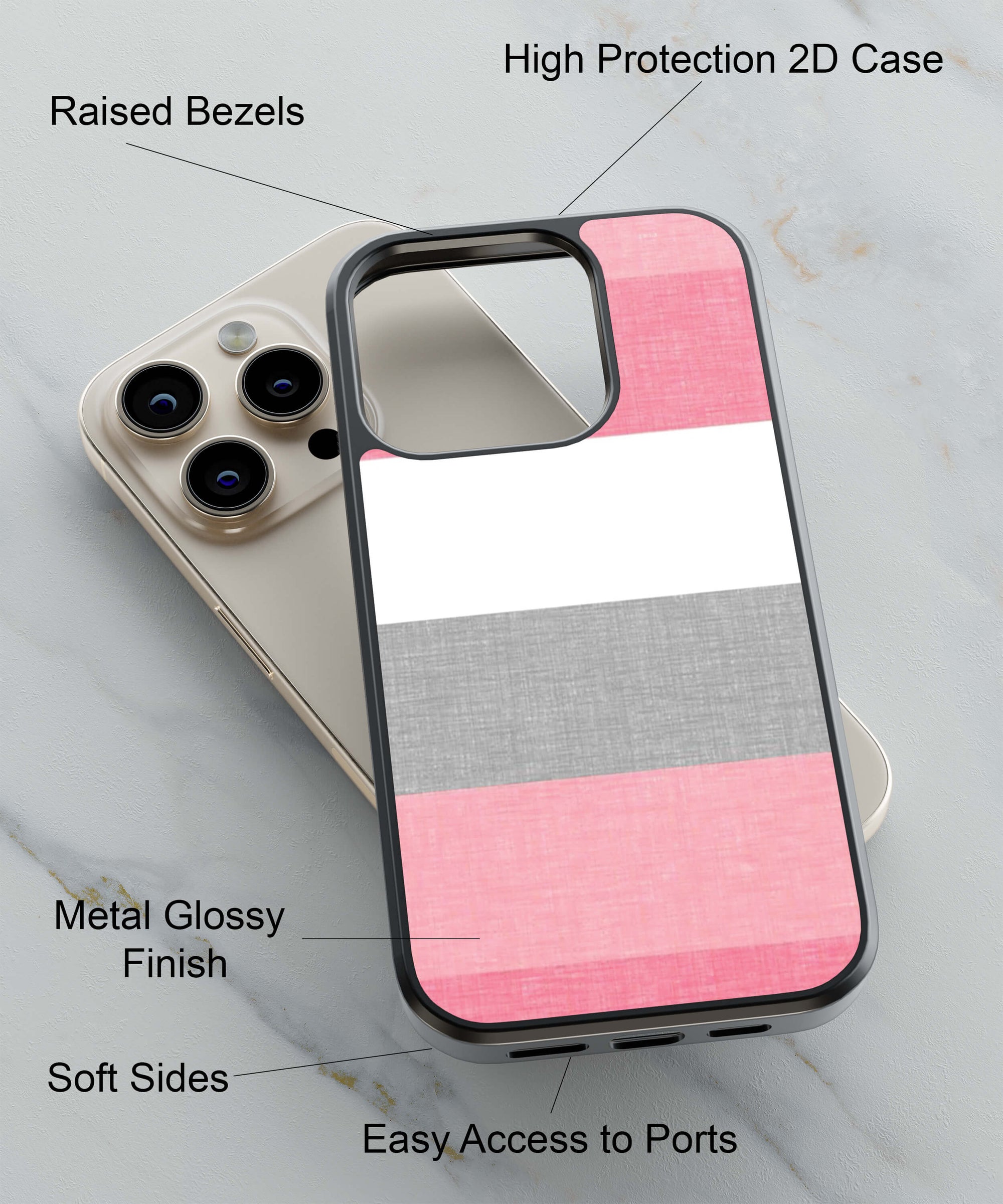 Pinky Premium Pattern Back Cover for 2D Hybrid TPU And Metal CasePS1314Hybrid Metal TPU