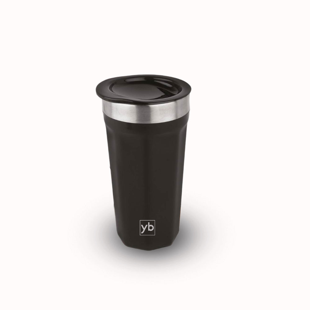 Mug, with Sipper Lid, Tea & Coffee Mug, Black, Stainless Steel