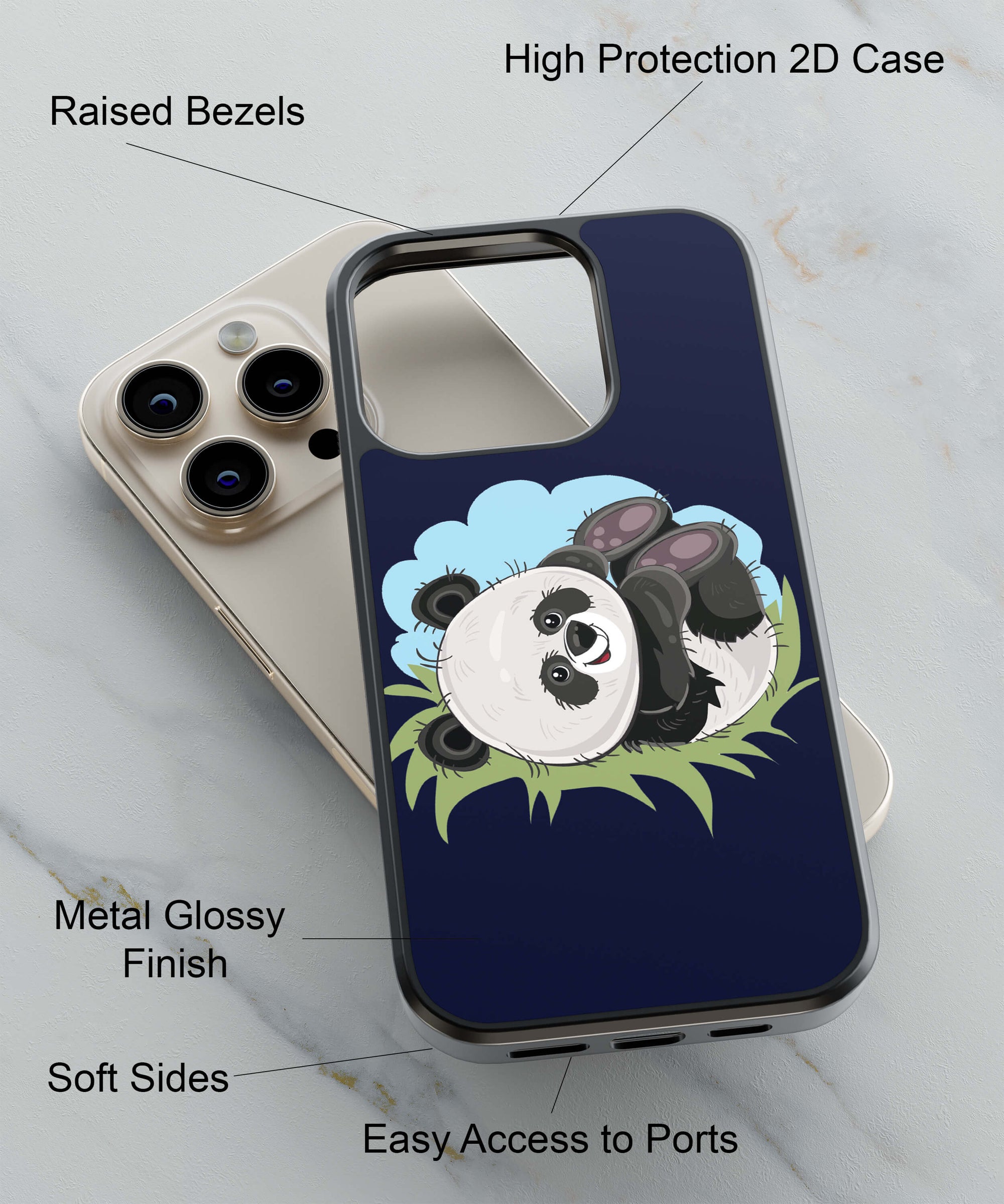 Rolling Panda Back Cover for 2D Hybrid TPU And Metal CaseA0296Hybrid Metal TPU