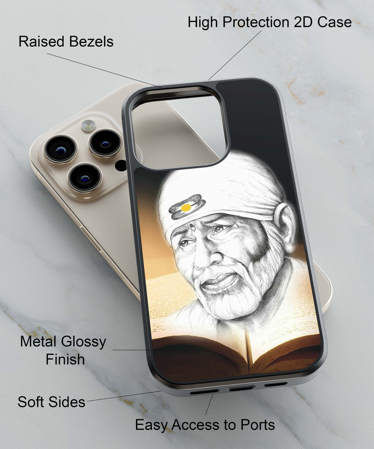 Sai Baba Back Cover for 2D Hybrid TPU And Metal CaseD1516Hybrid Metal TPU-Image 2