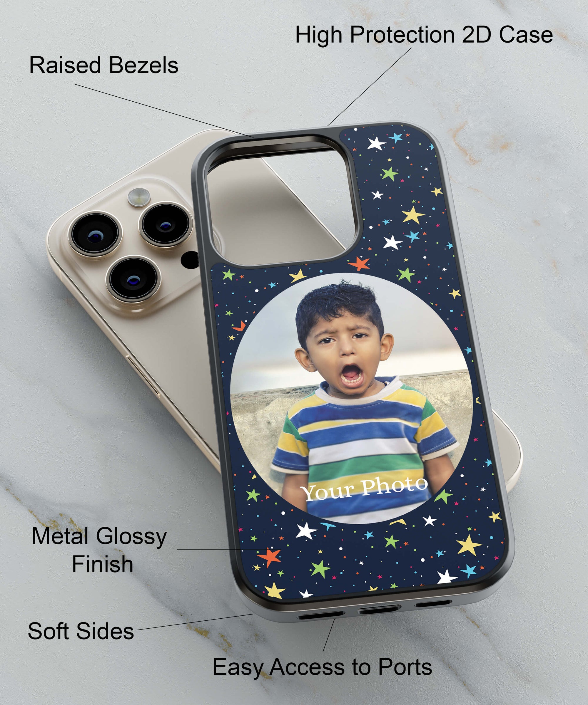 Stars and Photo Back Cover for 2D Hybrid TPU And Metal CaseA0510Hybrid Metal TPU