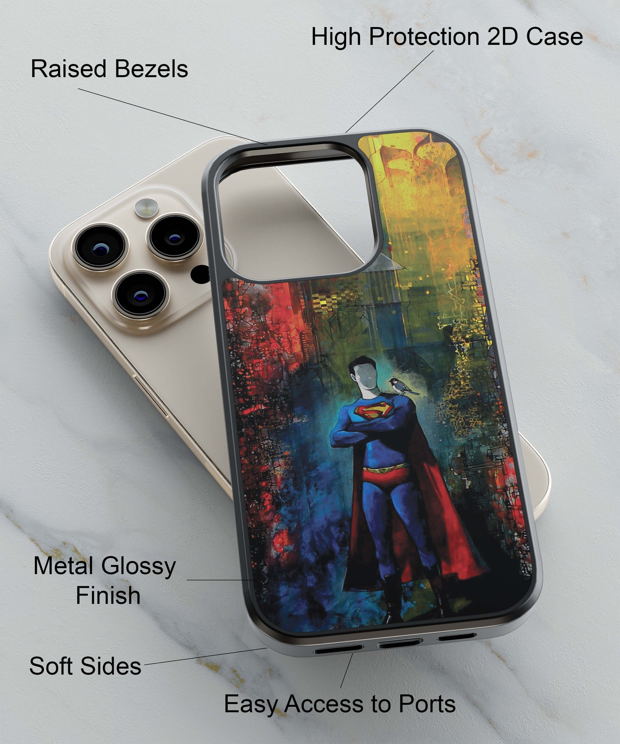 Superman Back Cover for 2D Hybrid TPU And Metal CasePS0002Hybrid Metal TPU