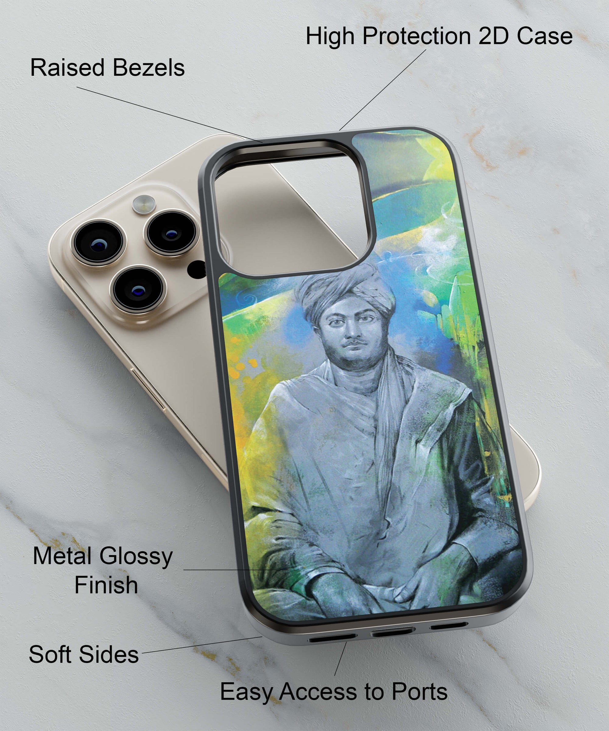 Swami Vivekananda Back Cover for 2D Hybrid TPU And Metal CasePS0001Hybrid Metal TPU