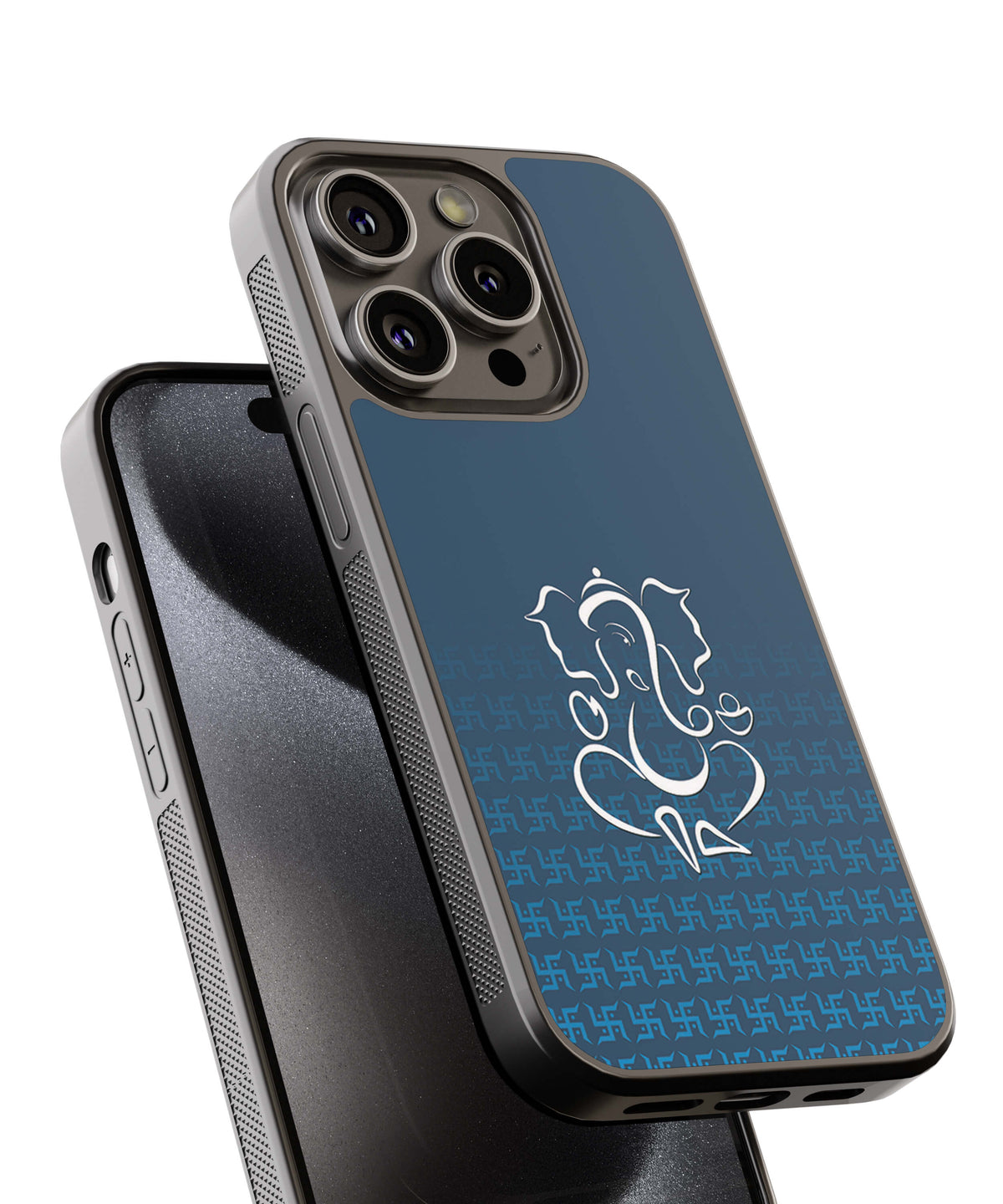 Swastik and Ganesha Back Cover for 2D Hybrid TPU And Metal CaseH0056Hybrid Metal TPU