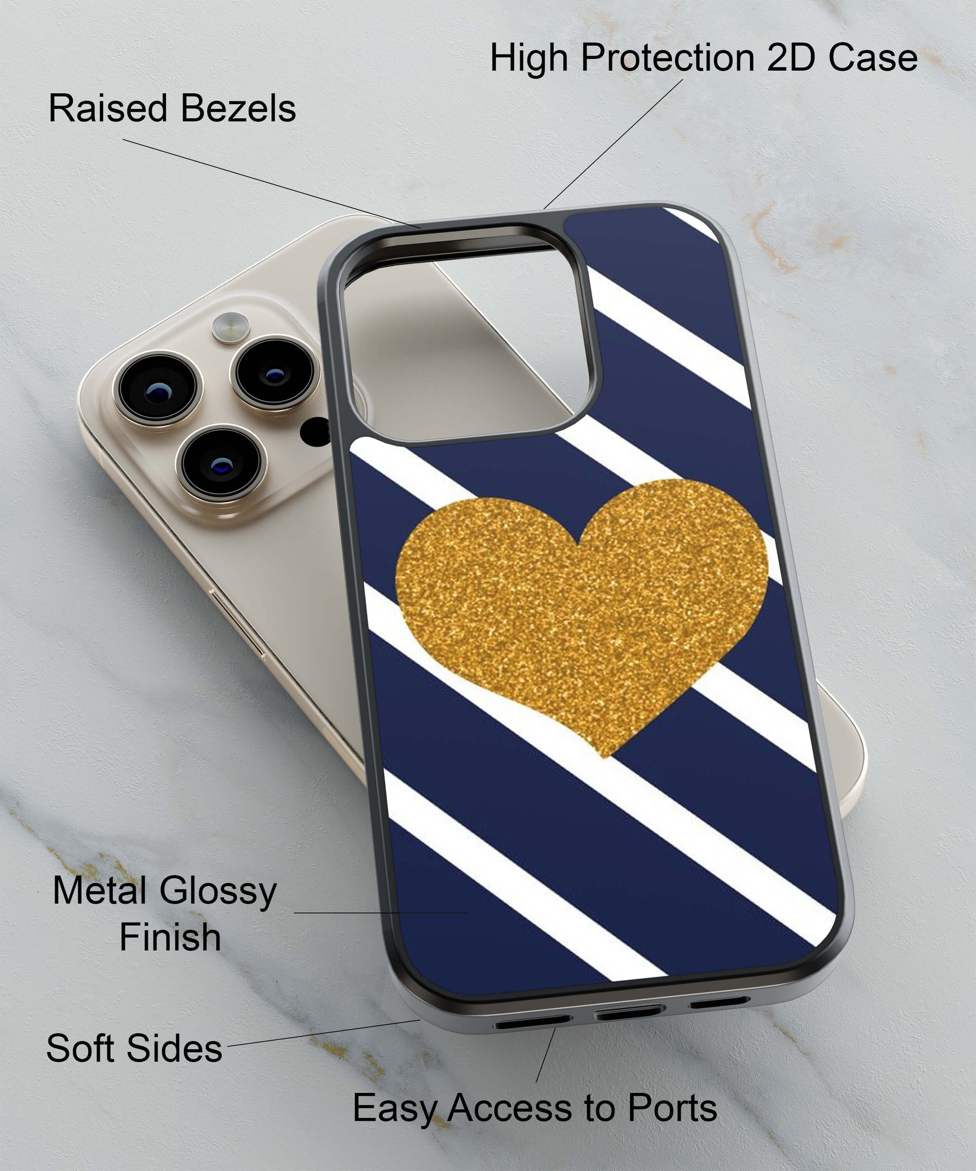 The Heart Back Cover for 2D Hybrid TPU And Metal CaseD1934Hybrid Metal TPU