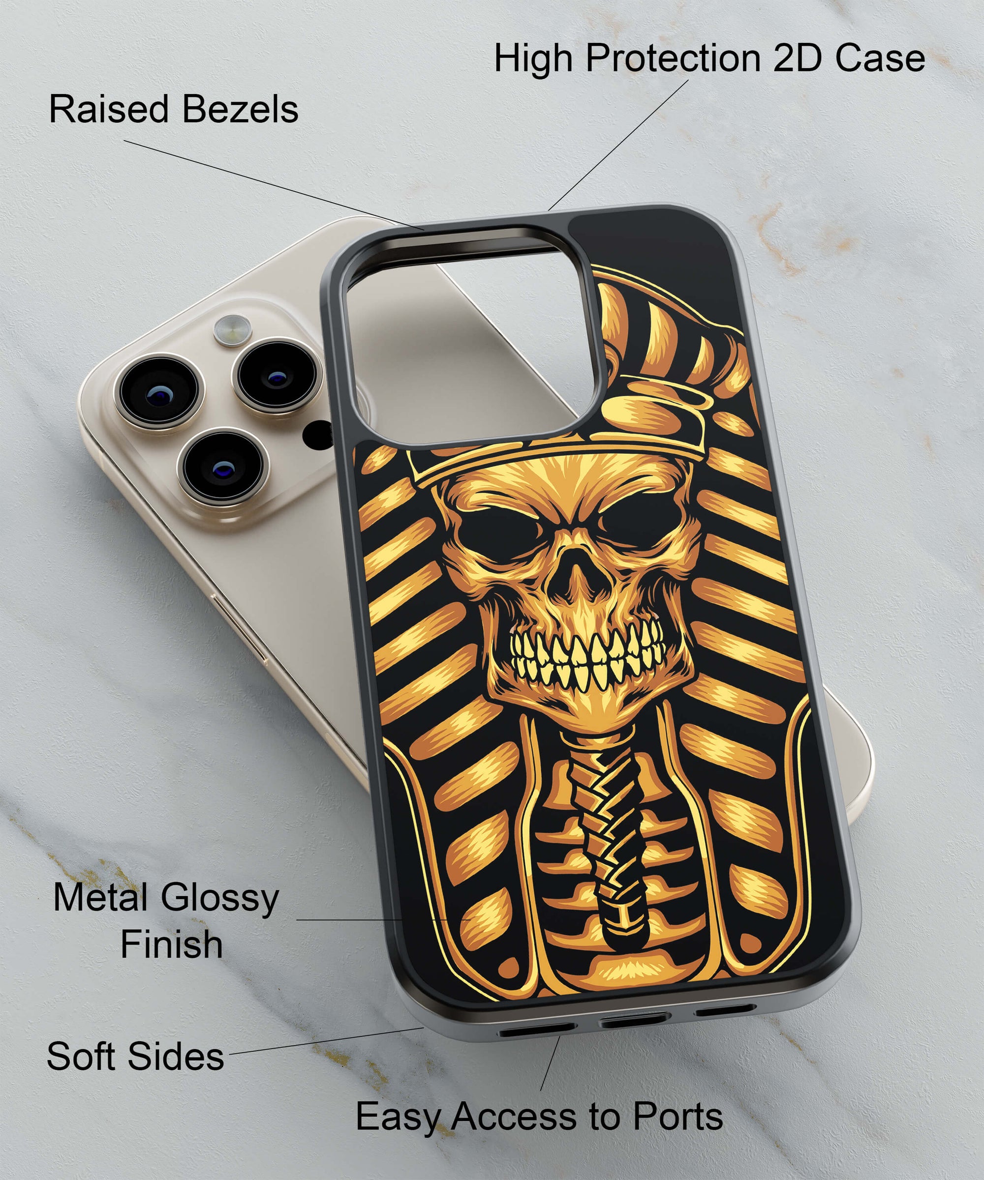 The Mummy Skull Back Cover for 2D Hybrid TPU And Metal CaseU0198Hybrid Metal TPU