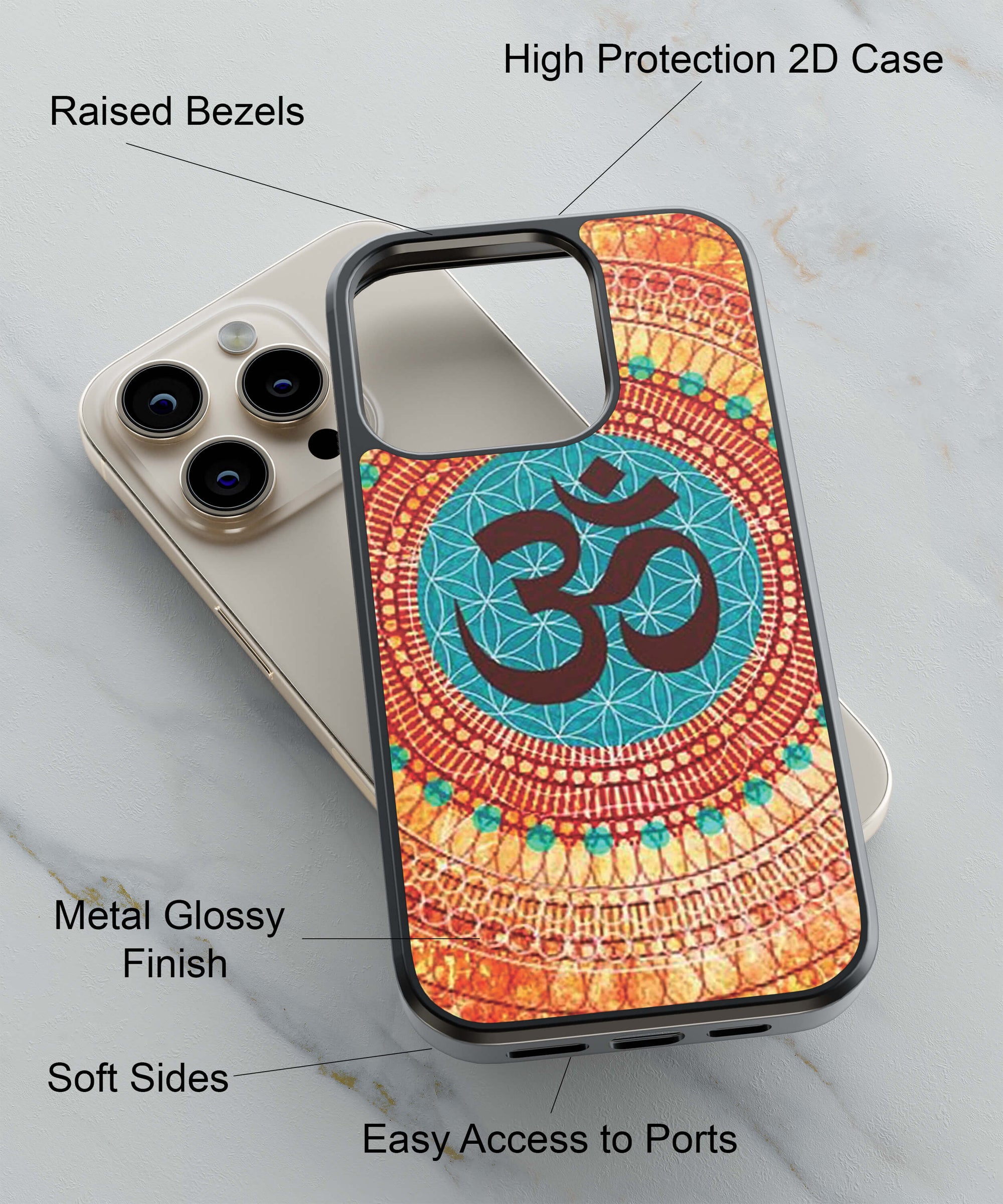 The Powerful Om Sign Back Cover for 2D Hybrid TPU And Metal CaseD1513Hybrid Metal TPU