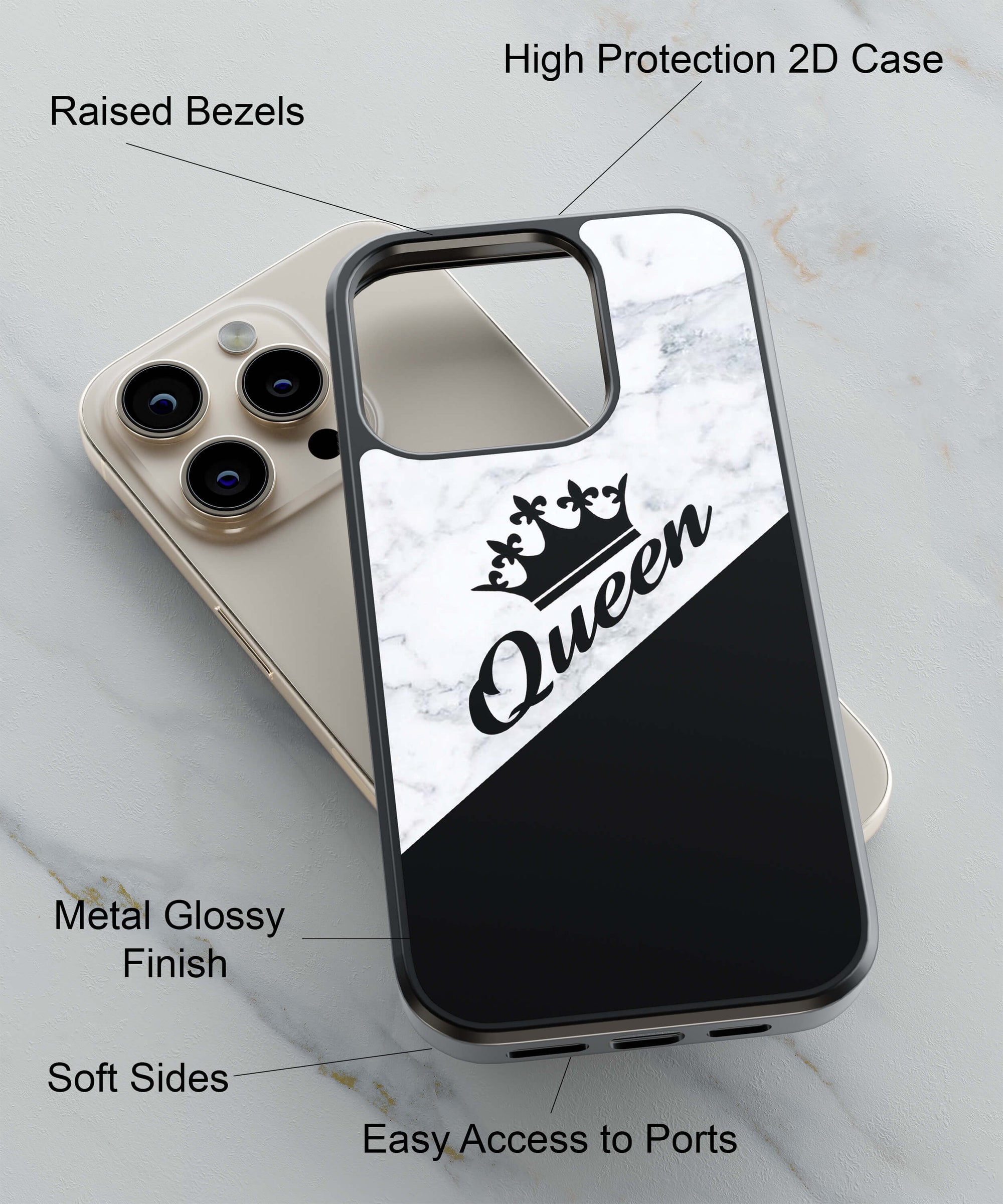 The Queen Back Cover for 2D Hybrid TPU And Metal CaseAA0057Hybrid Metal TPU