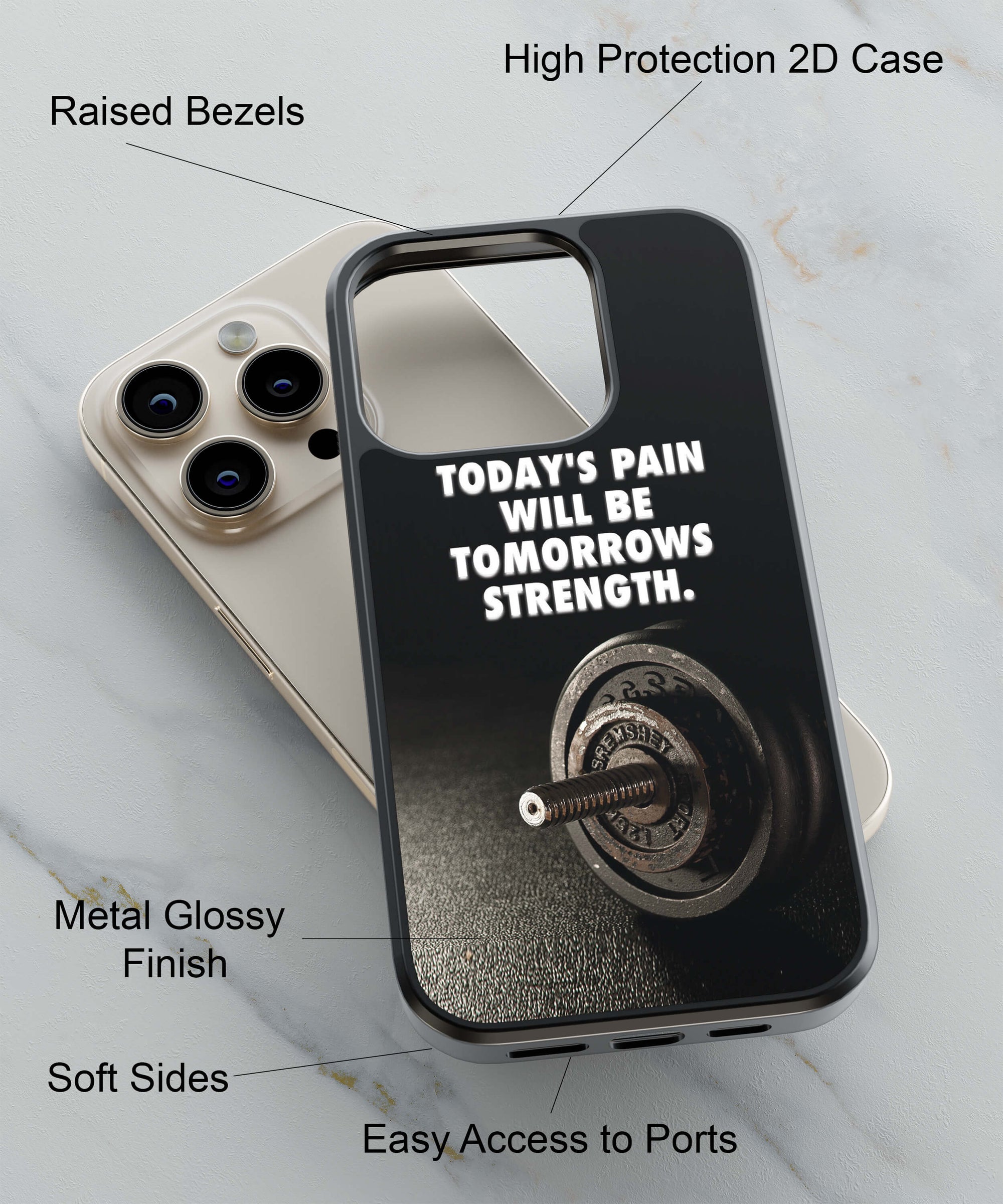 Today's Pain Tomorrow's Strength Back Cover for 2D Hybrid TPU And Metal CaseN0281Hybrid Metal TPU