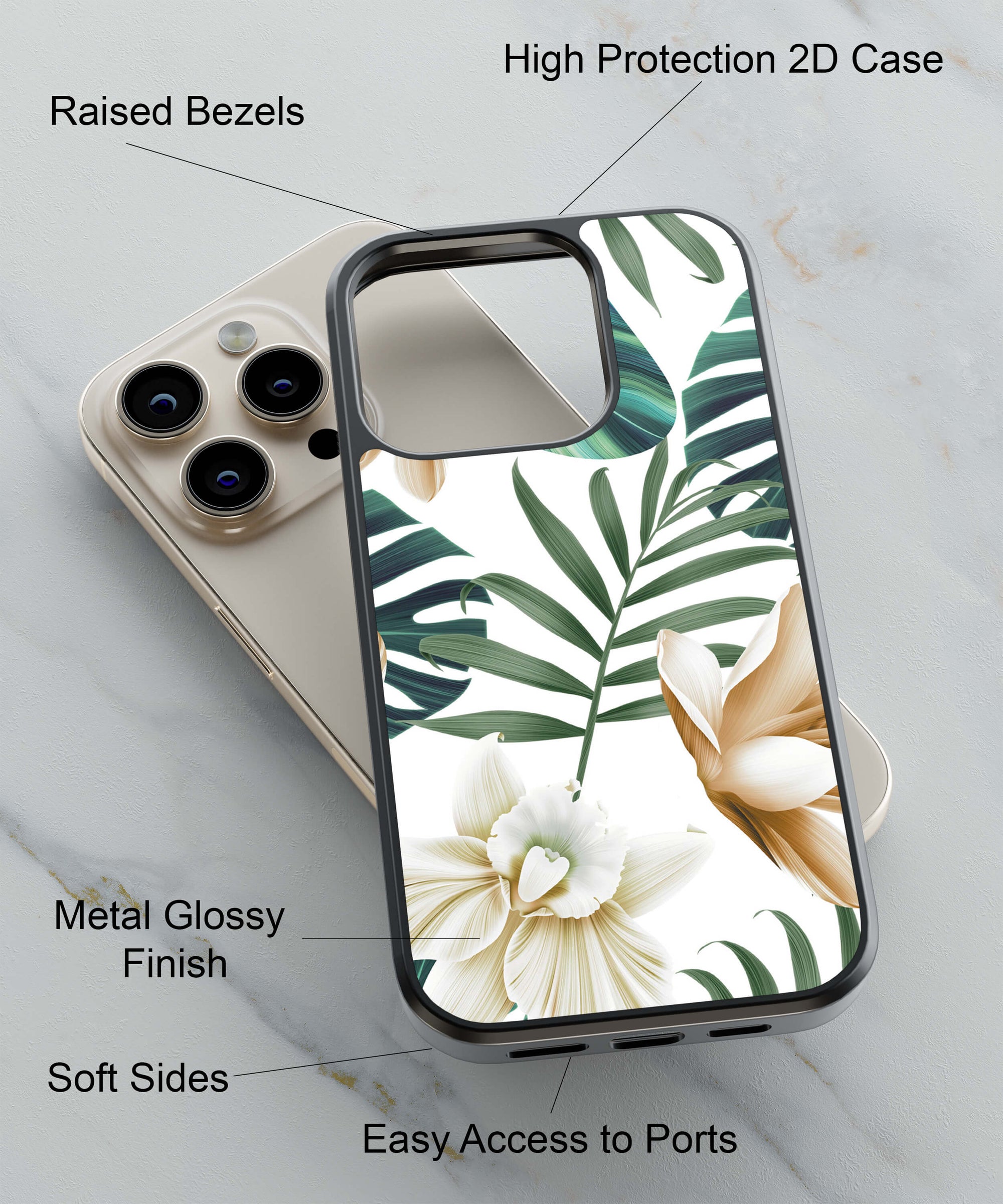 Tropical Delights Back Cover for 2D Hybrid TPU And Metal CaseAA1023Hybrid Metal TPU