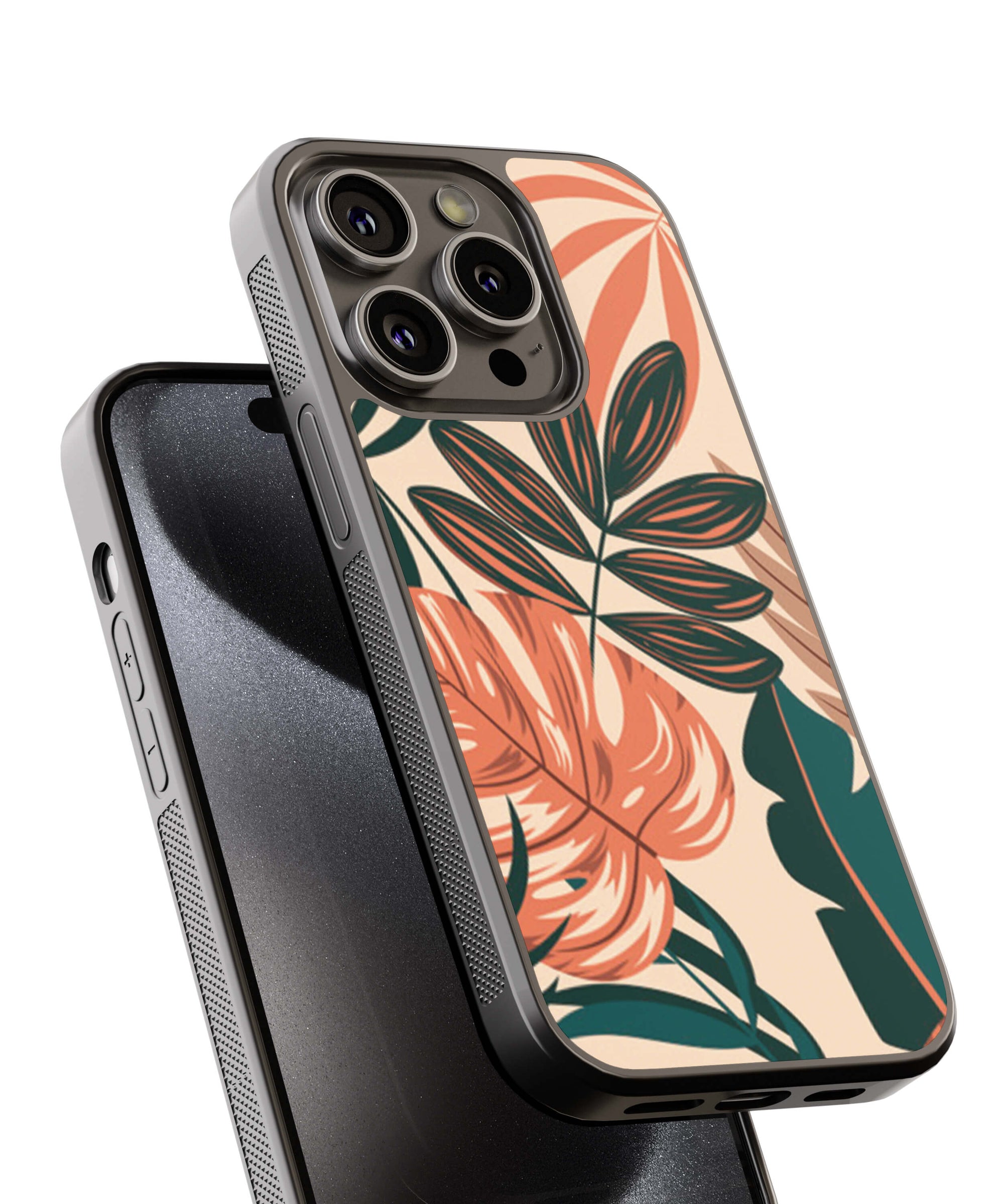 Tropical Leaves Back Cover for 2D Hybrid TPU And Metal CaseAA1021Hybrid Metal TPU