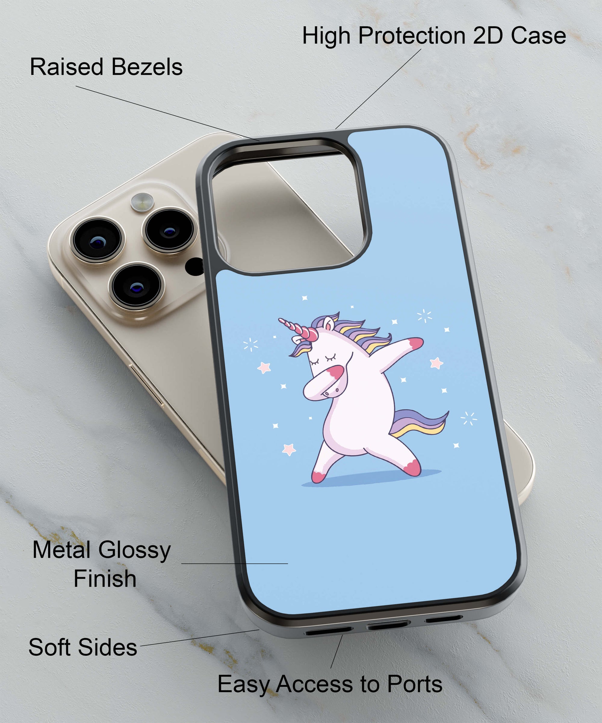 Unicorn Swag Back Cover for 2D Hybrid TPU And Metal CaseAA1019Hybrid Metal TPU