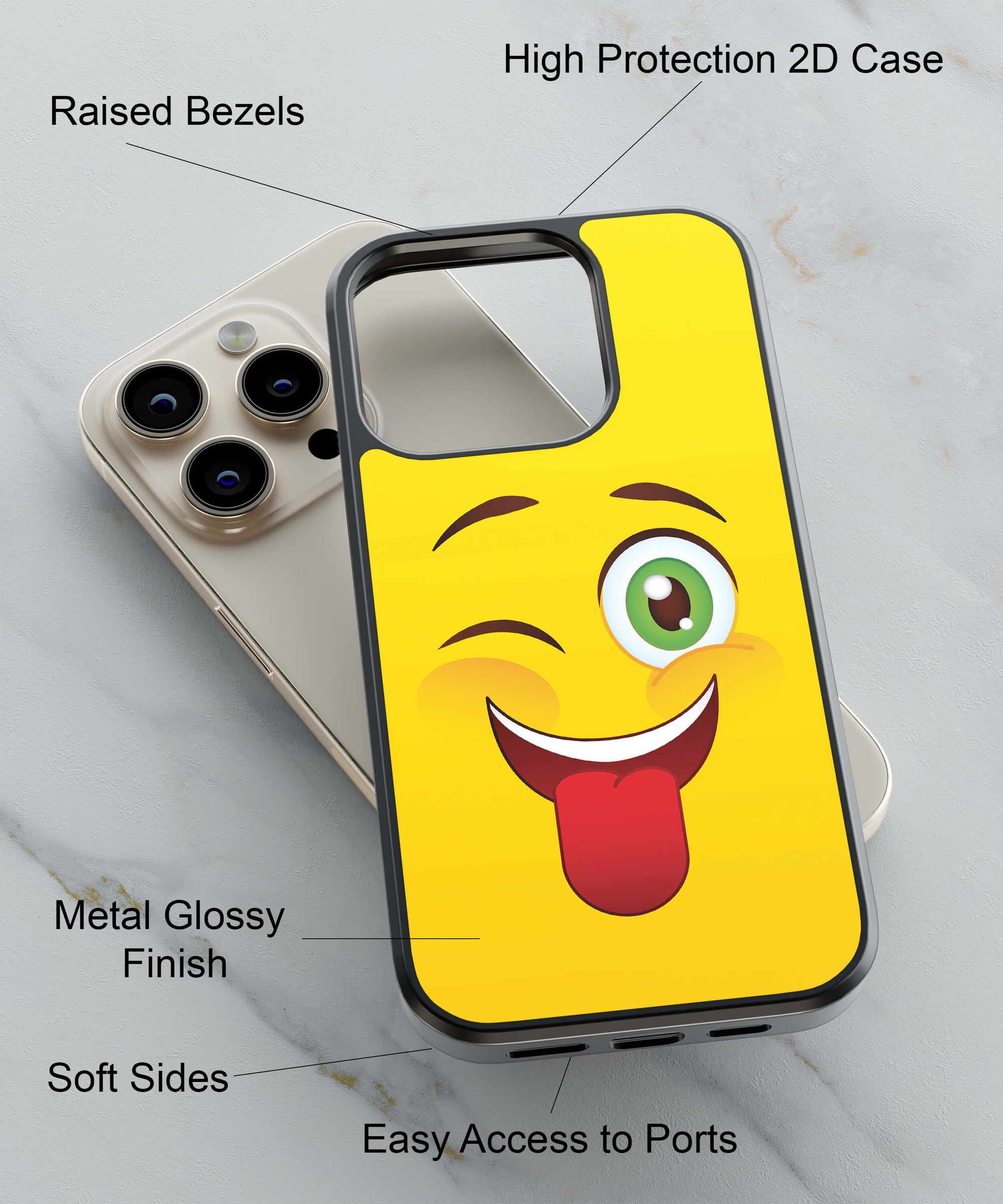 Winkey Smylie Back Cover for 2D Hybrid TPU And Metal CaseA0133Hybrid Metal TPU