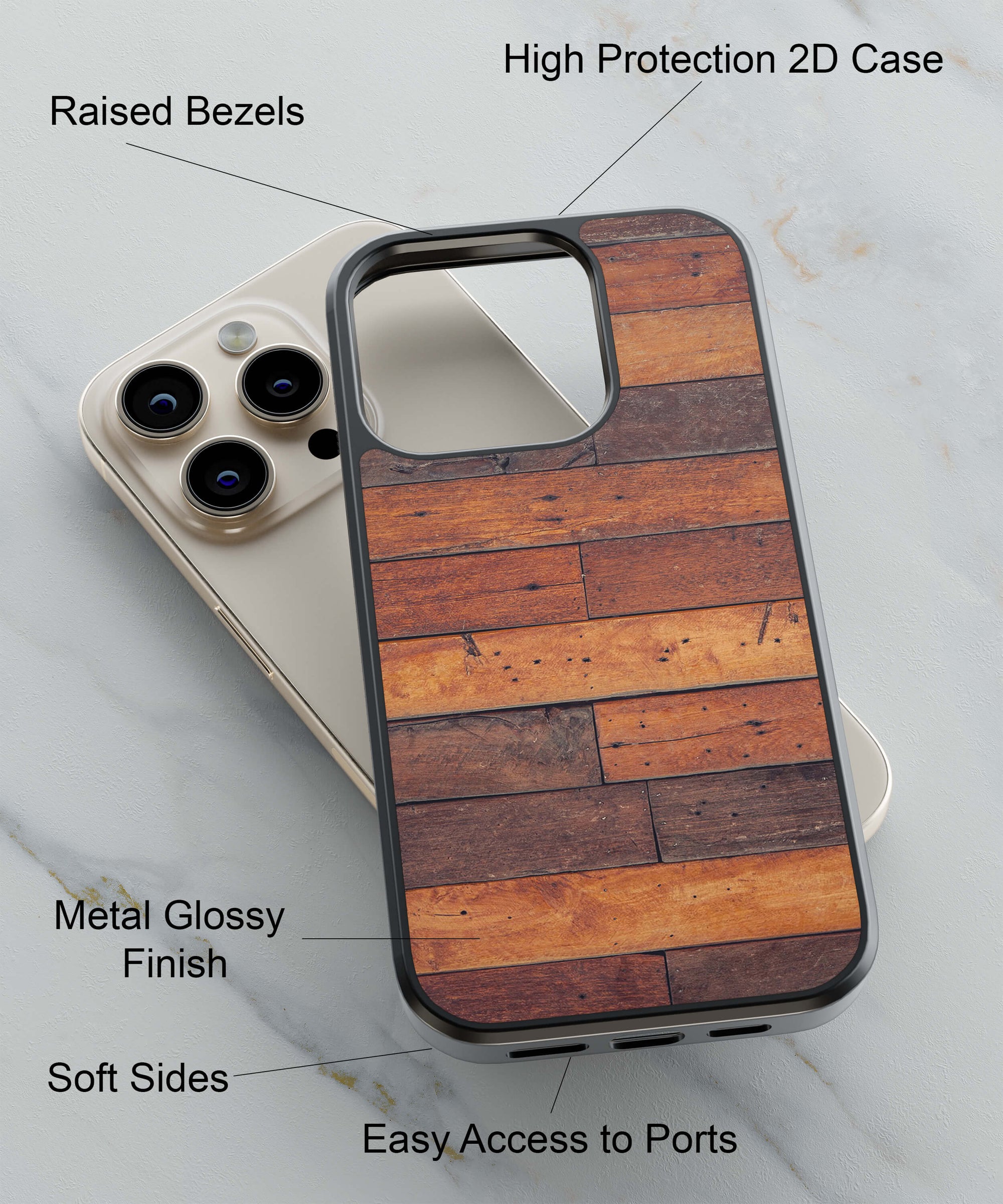 Wooden Plank Back Cover for 2D Hybrid TPU And Metal CaseN0263Hybrid Metal TPU