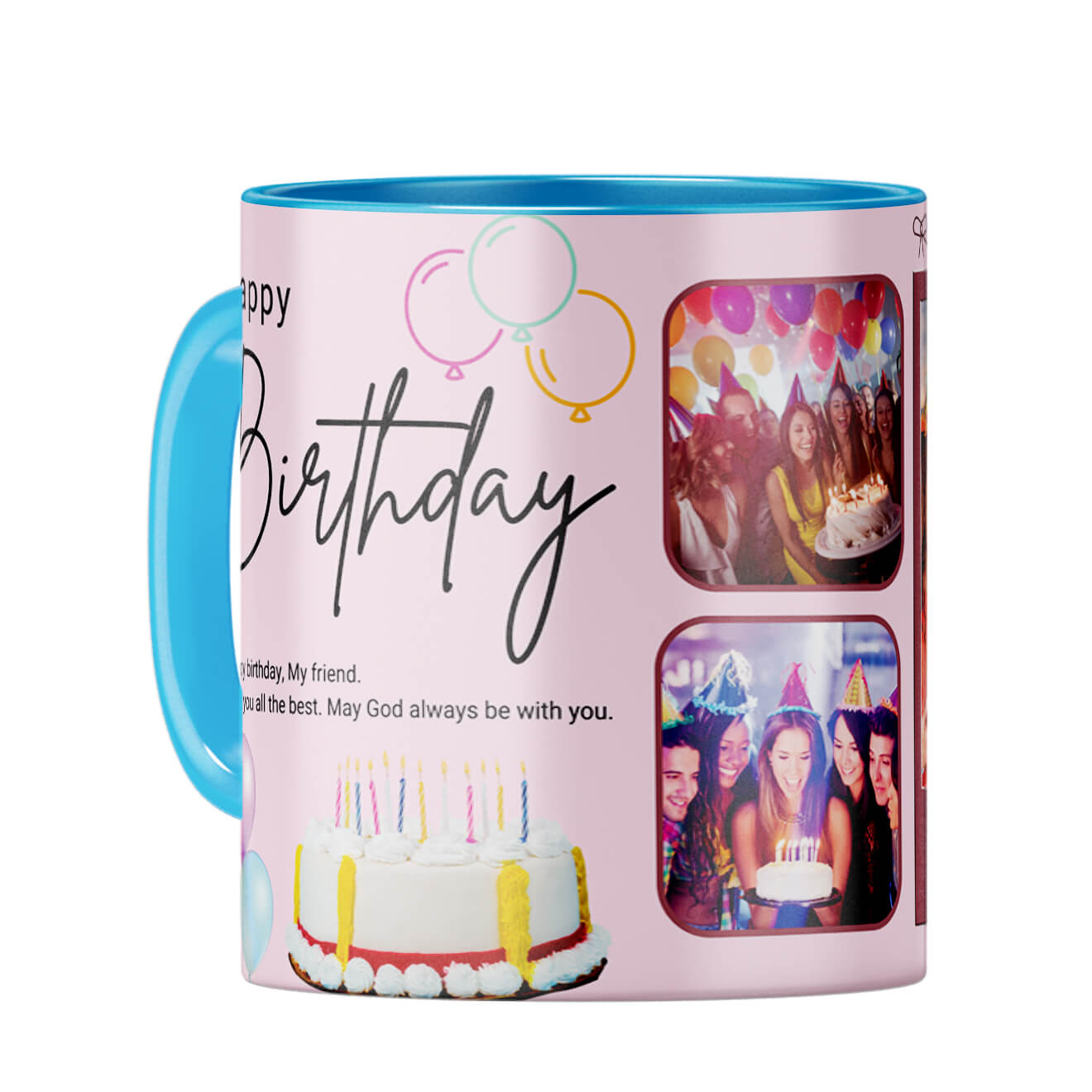 Birthday Photo Collage Coffee Mug Light Blue