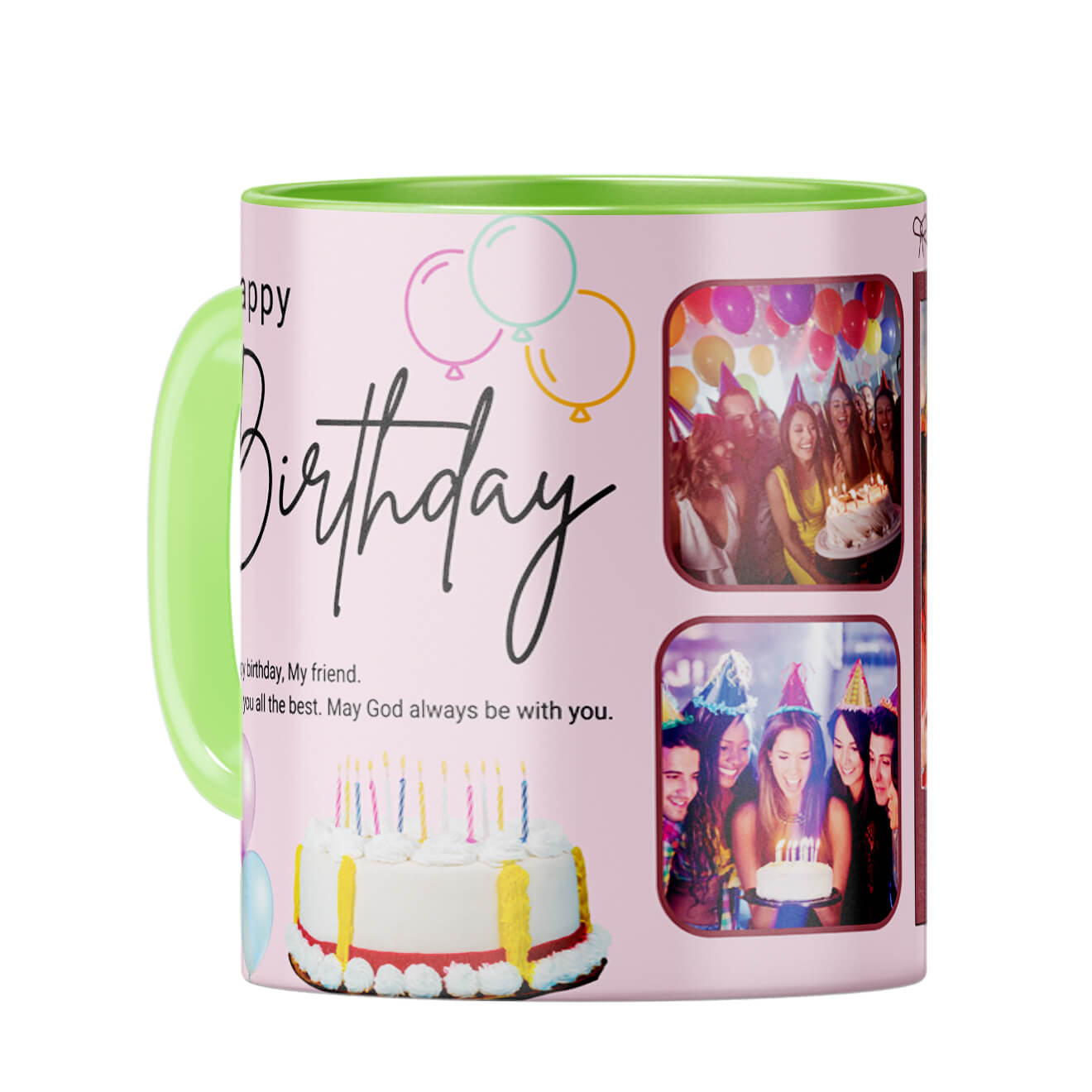 Birthday Photo Collage Coffee Mug Light Green