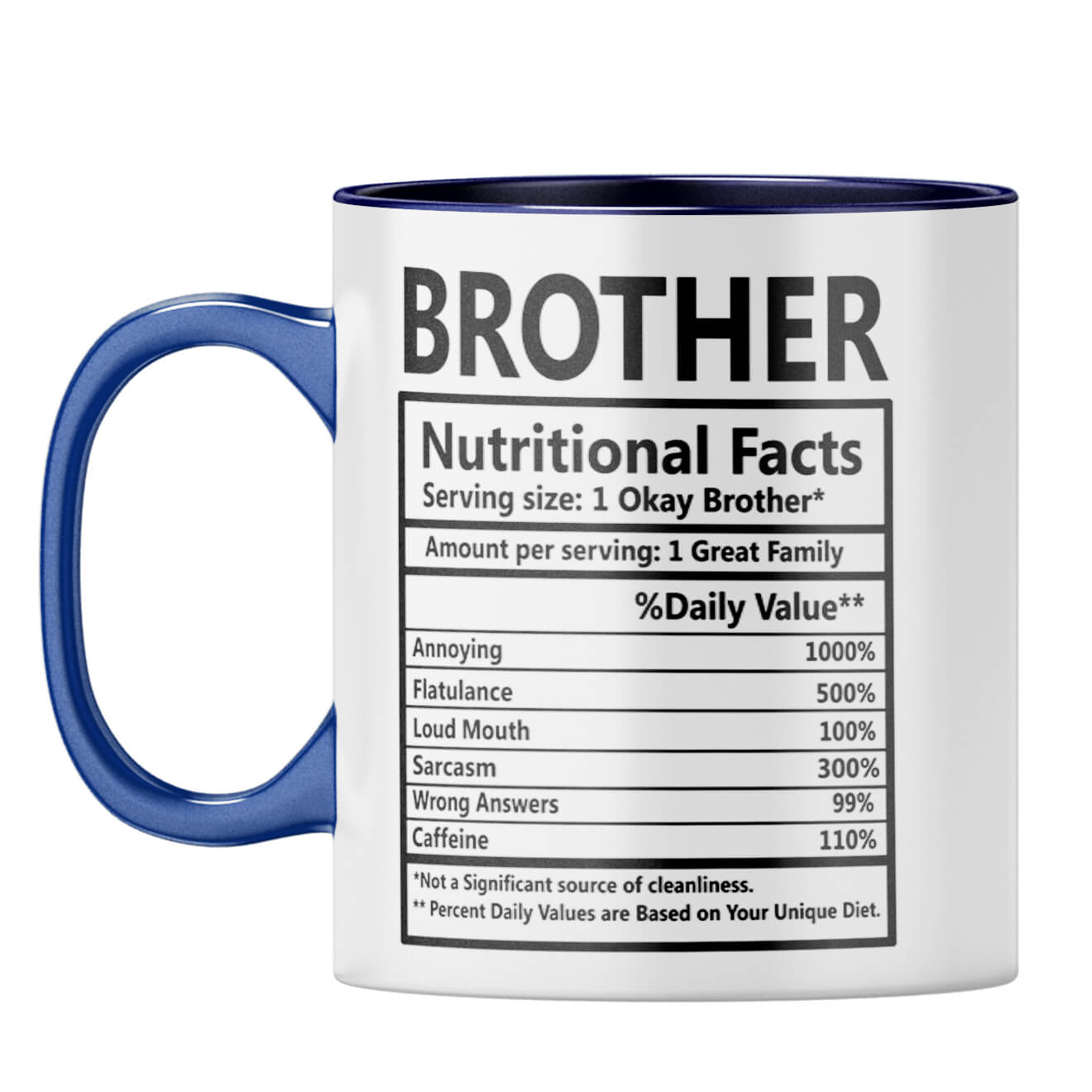 Brother Nutritional Fact Coffee Mug Dark Blue