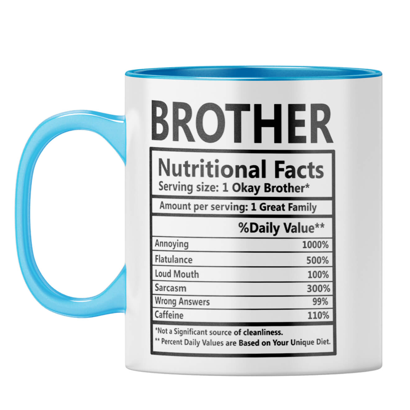 Brother Nutritional Fact Coffee Mug Light Blue