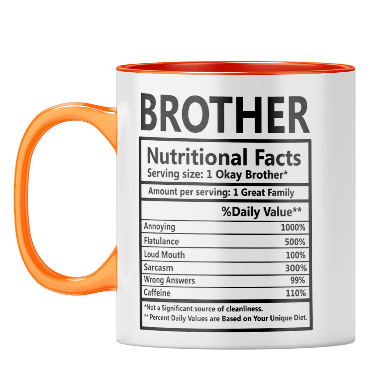 Brother Nutritional Fact Coffee Mug Orange